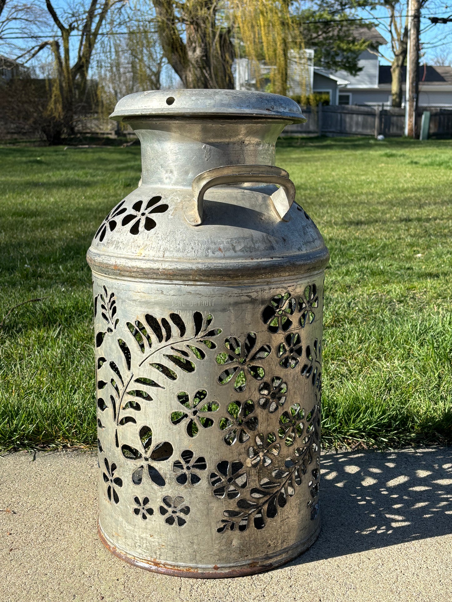 Vintage Milk Can Flower Luminary