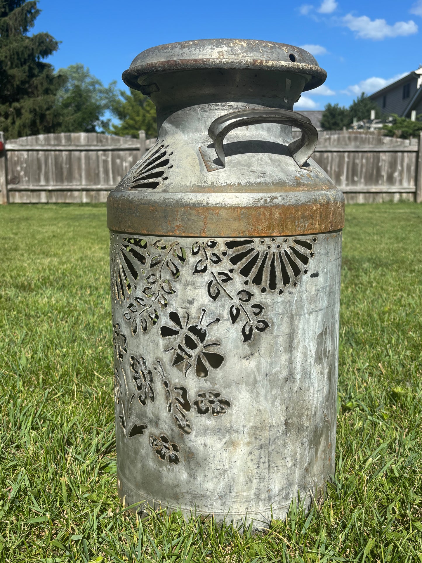 Vintage Milk Can - Flower, Butterfly and Bee Design