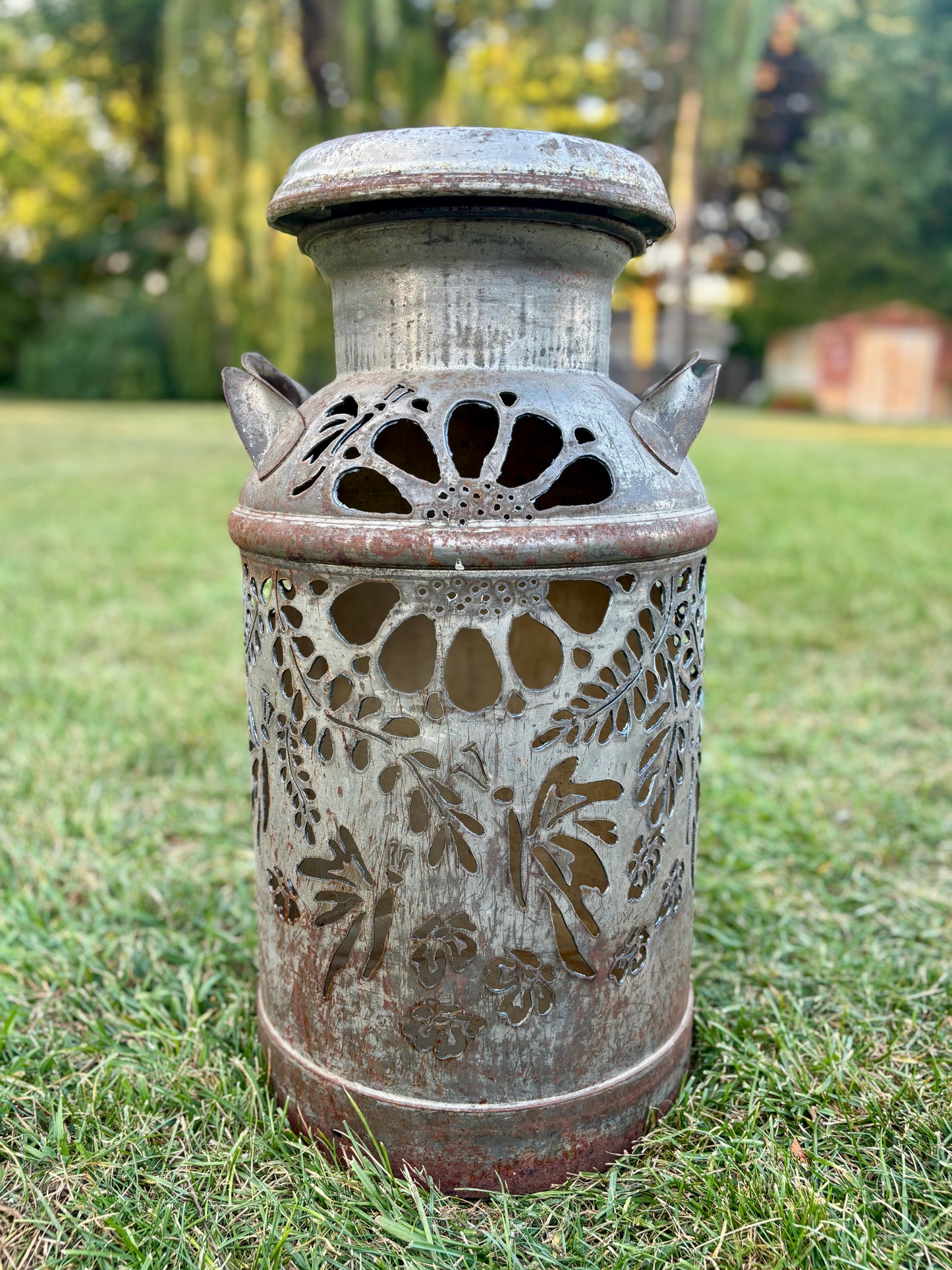 Antique Milk Can - Butterfly Design