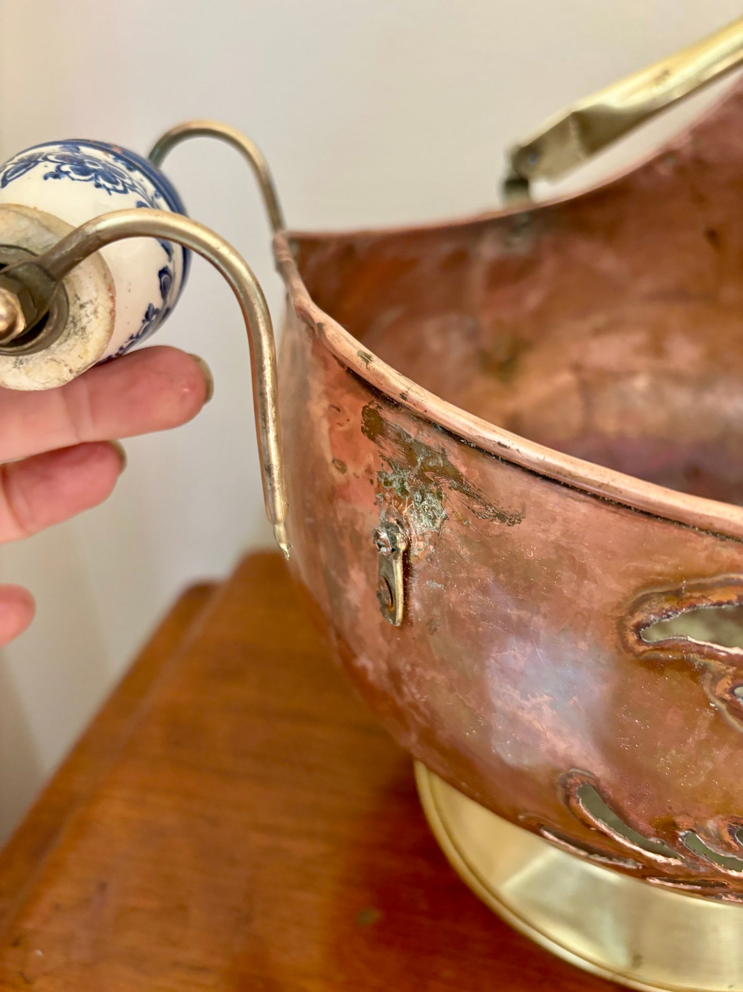 Handcrafted Copper and Brass Scuttle Luminary