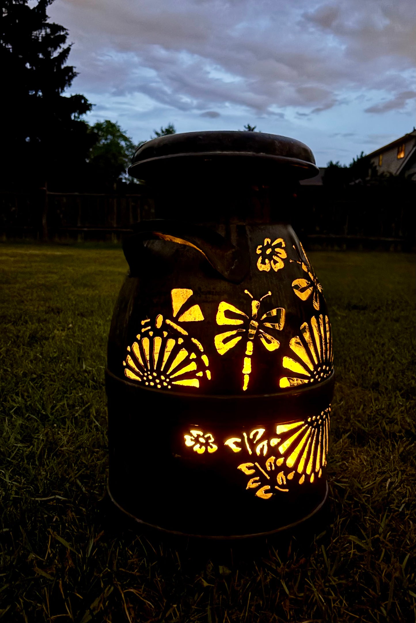 Vintage Milk Can - Dragonfly Design
