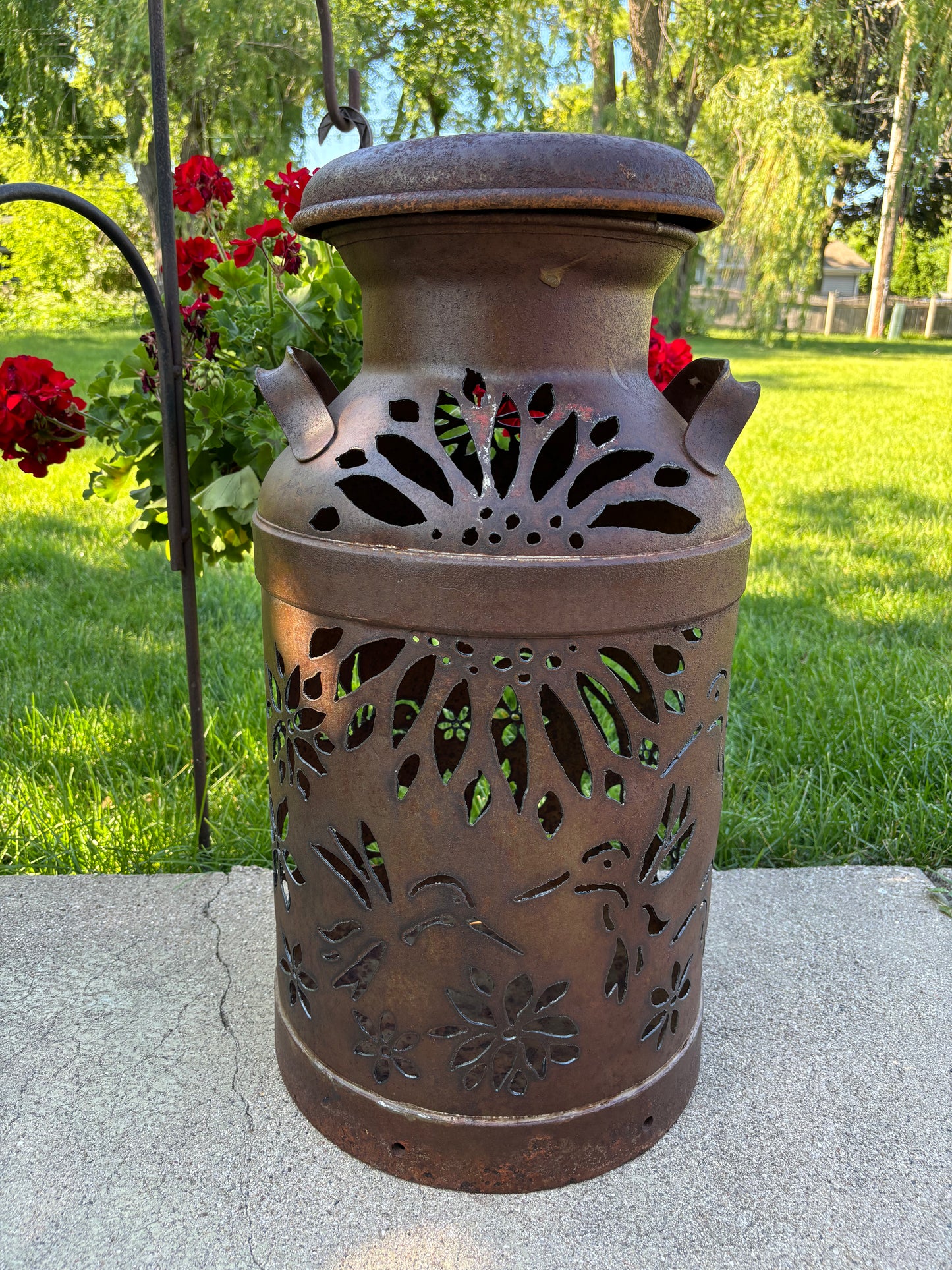 Hummingbird Milk Can Vintage Luminary
