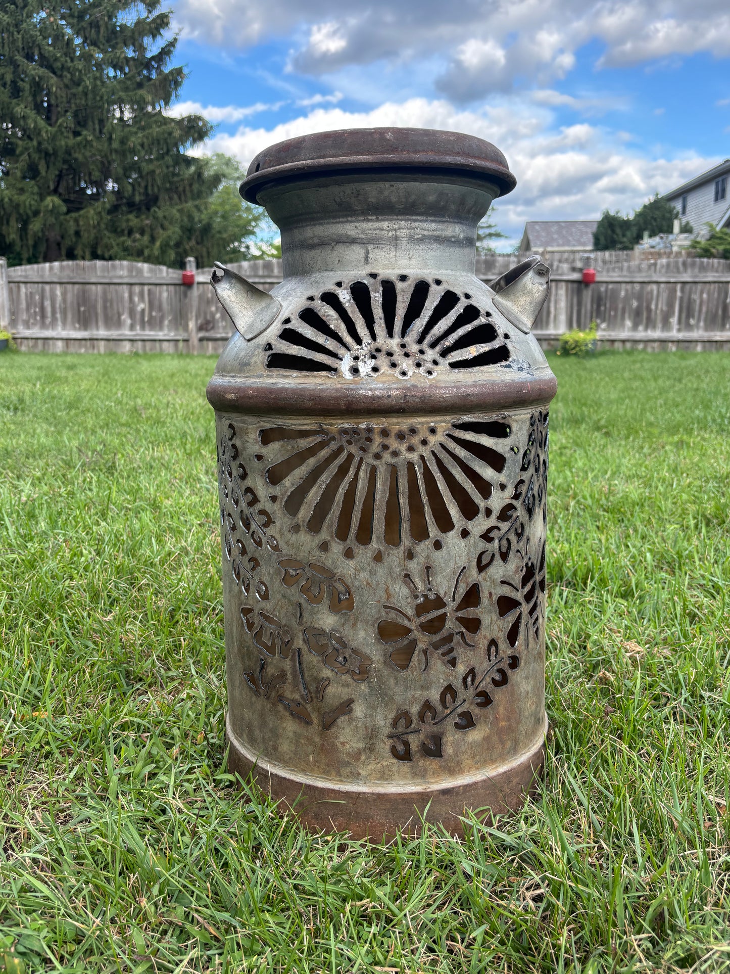 Vintage Milk Can - Bee and Flower Design