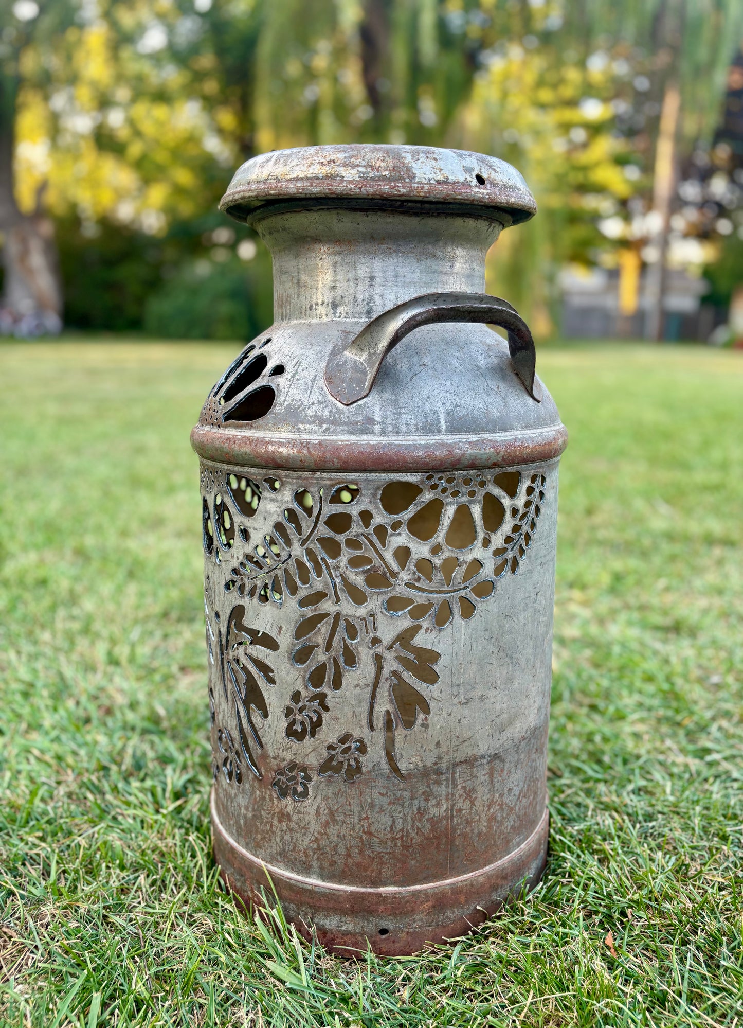 Antique Milk Can - Butterfly Design