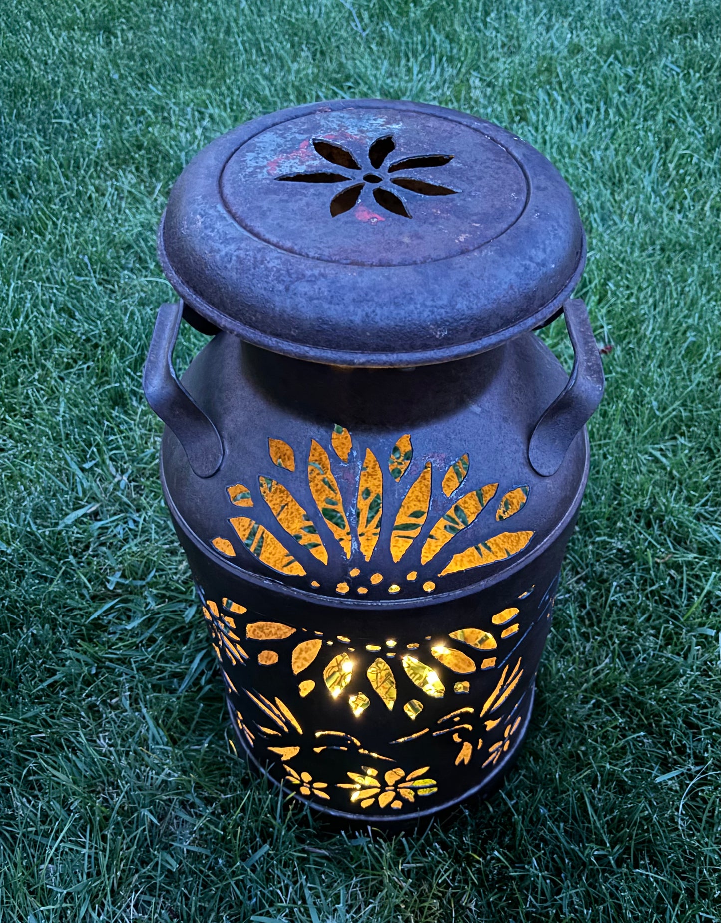 Hummingbird Milk Can Vintage Luminary