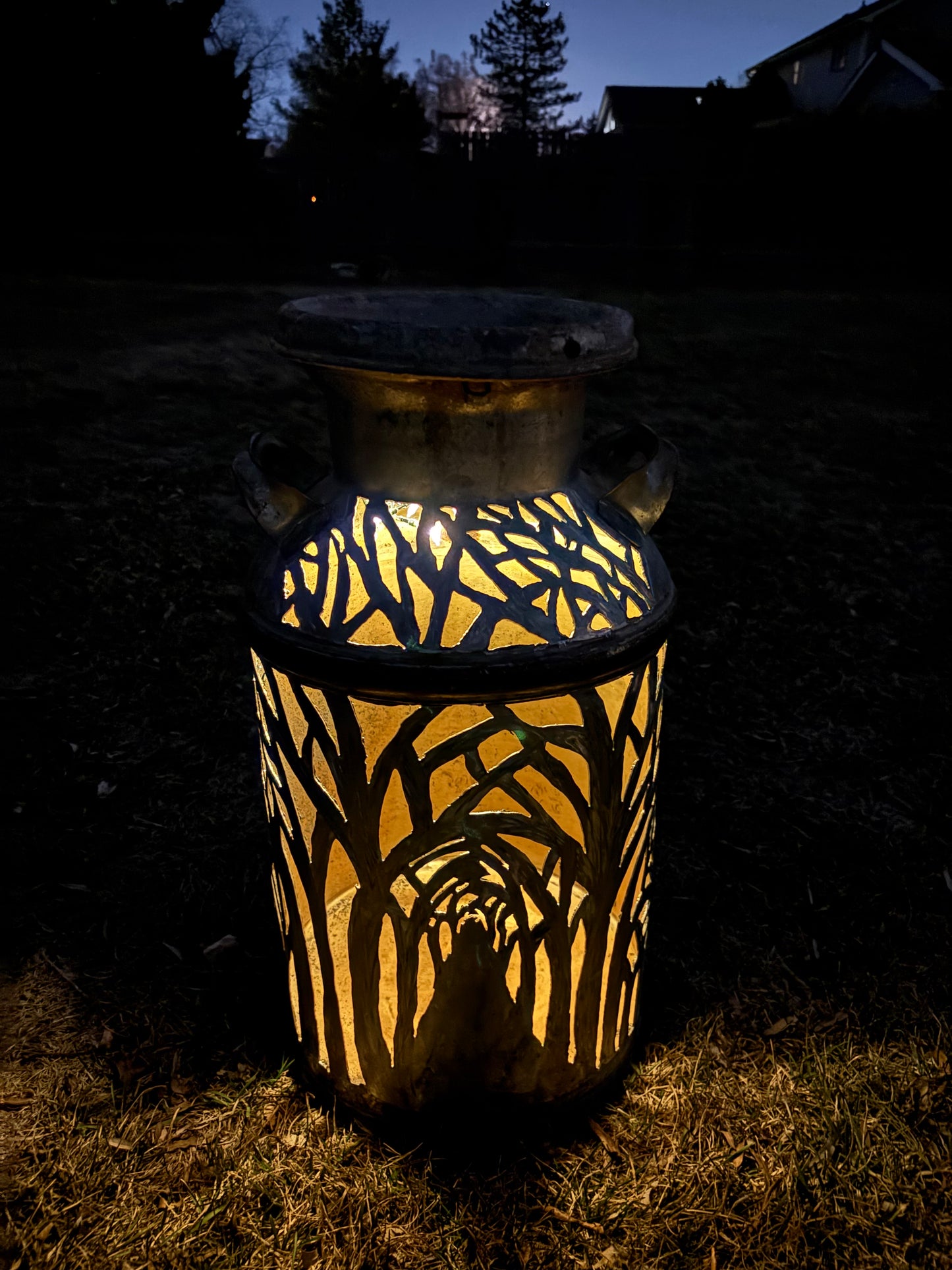 Vintage Milk Can Luminary - Into the Wood Design