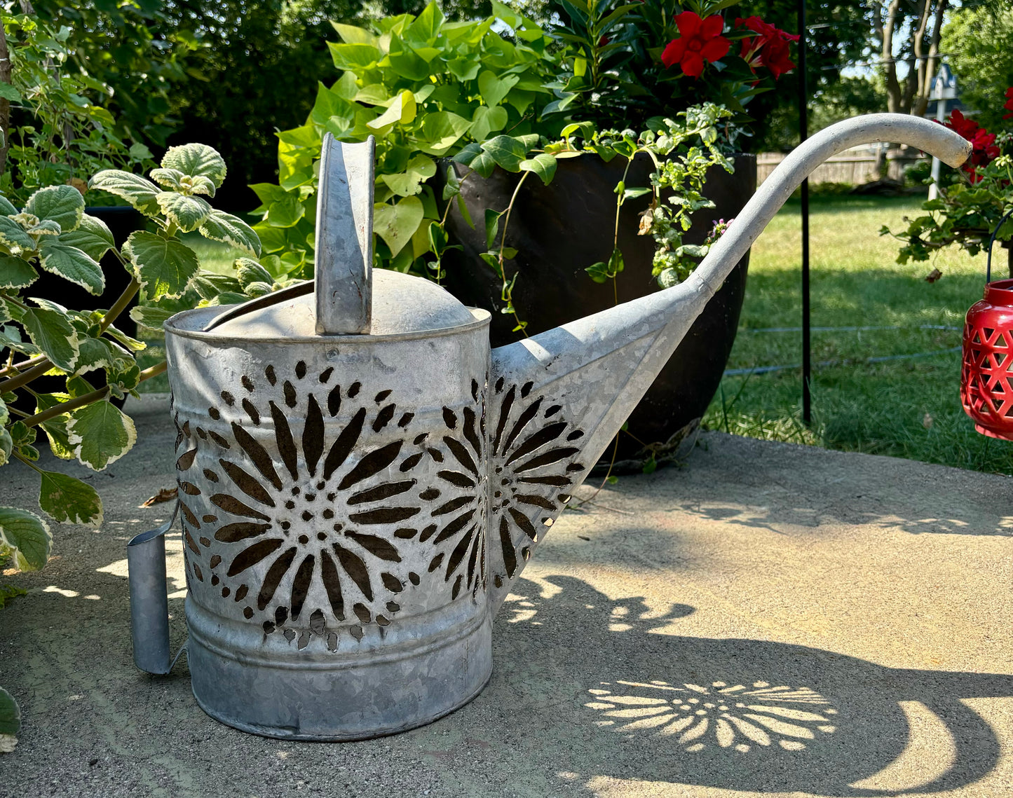 Vintage Watering Can Flower Luminary
