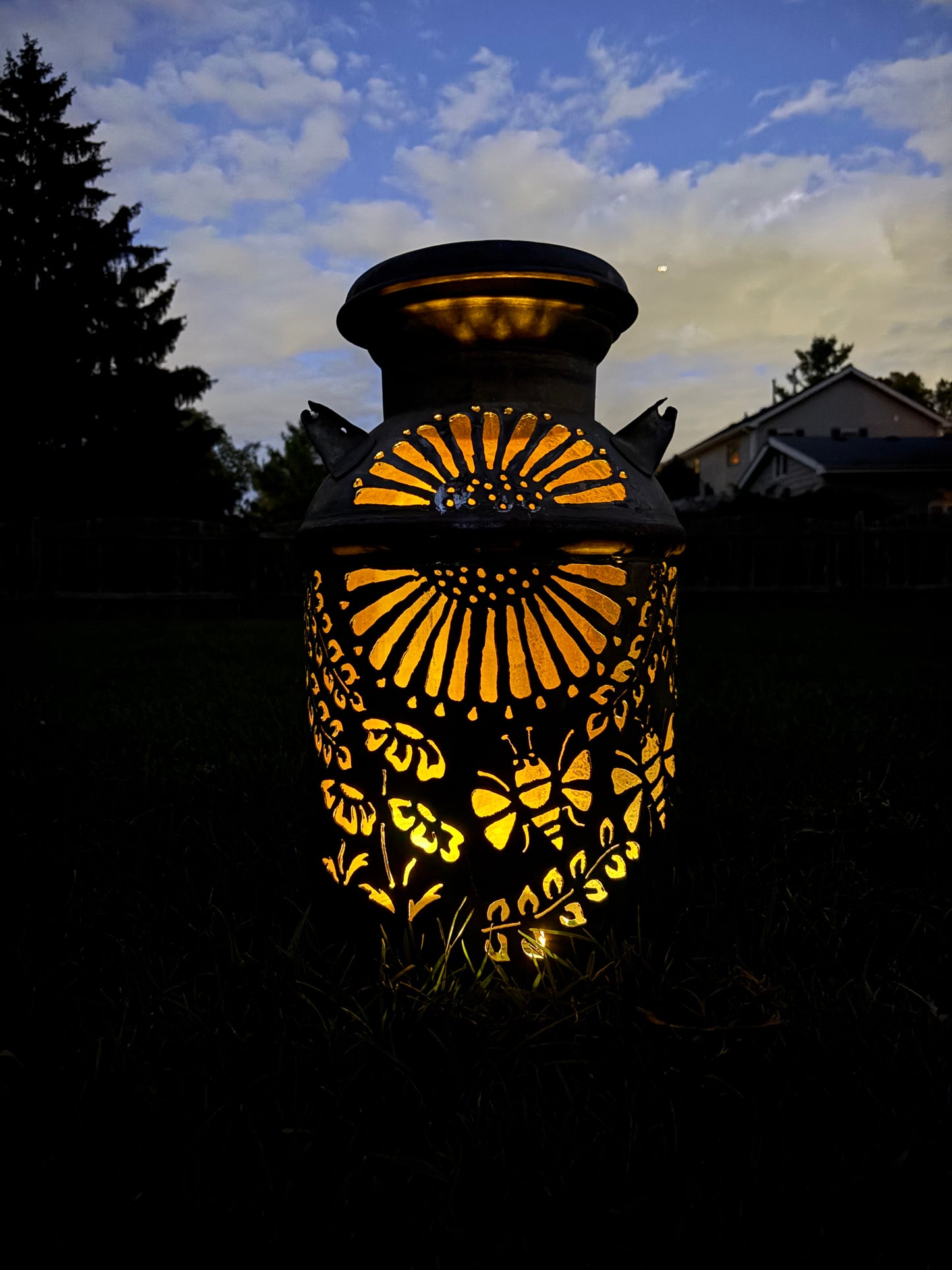 Vintage Milk Can - Bee and Flower Design
