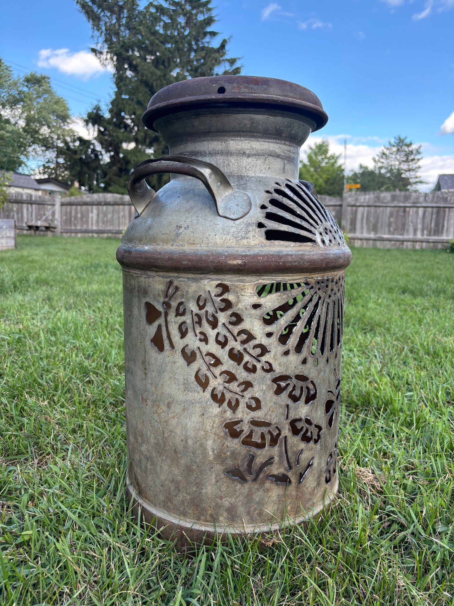 Vintage Milk Can - Bee and Flower Design