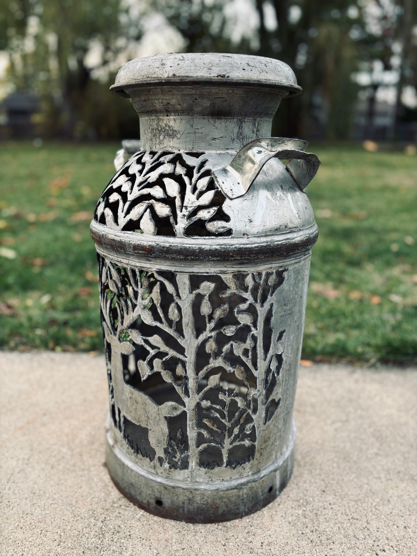 Antique Milk Can - Deer in the Forest