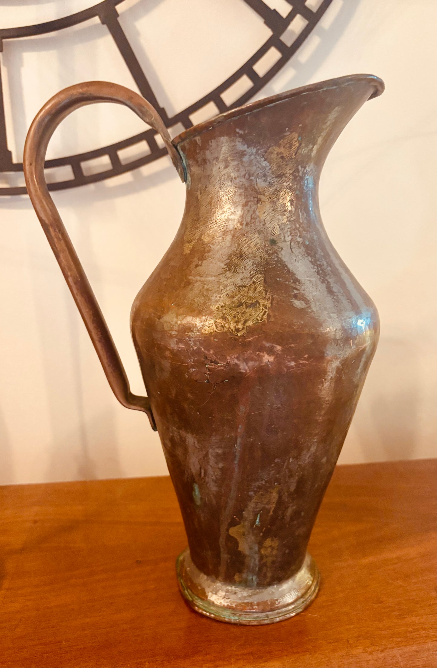 Handcrafted Copper Pitcher - Flower and Butterfly Design