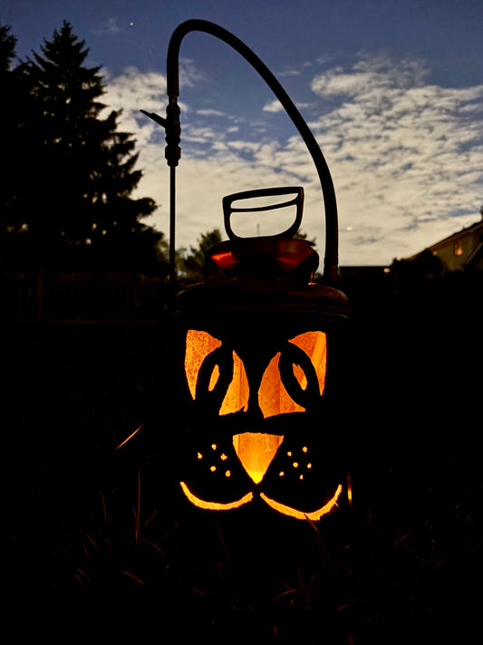 Kitty Cat Antique Bug Sprayer Jack-o-Lantern