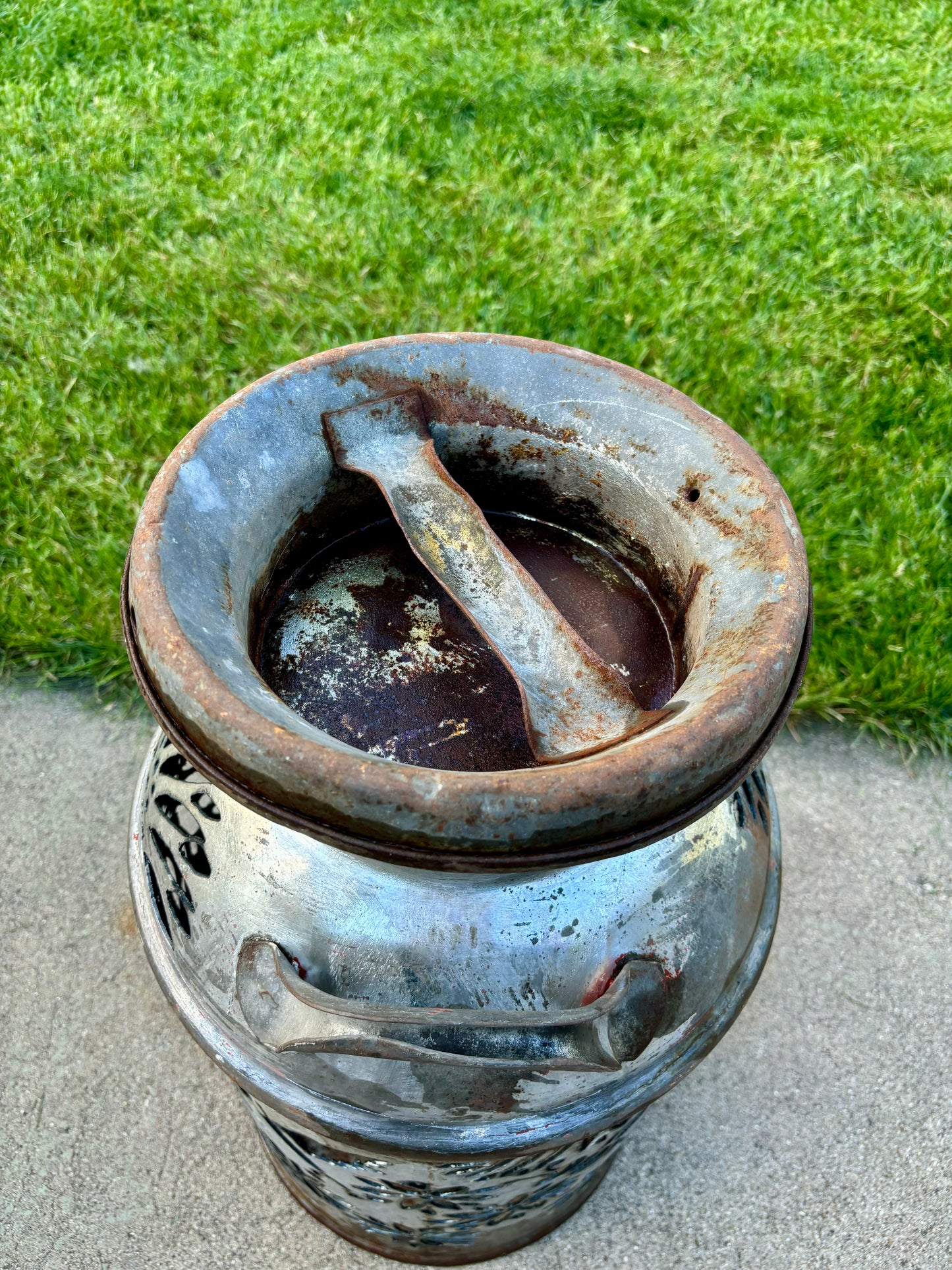 Vintage Milk Can Luminary - Dragonflies, Bees, Hummingbird