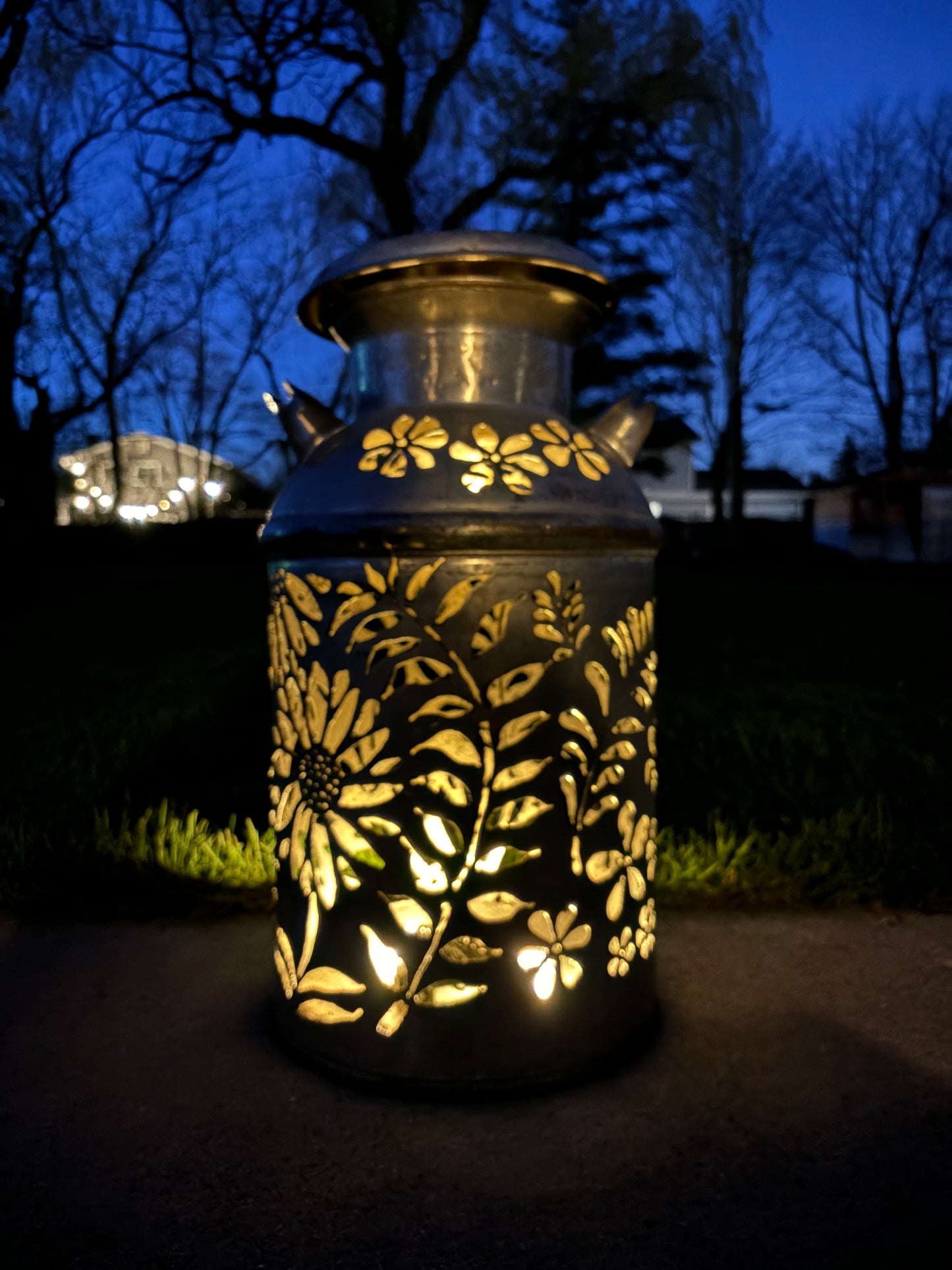 Vintage Milk Can Flower Luminary