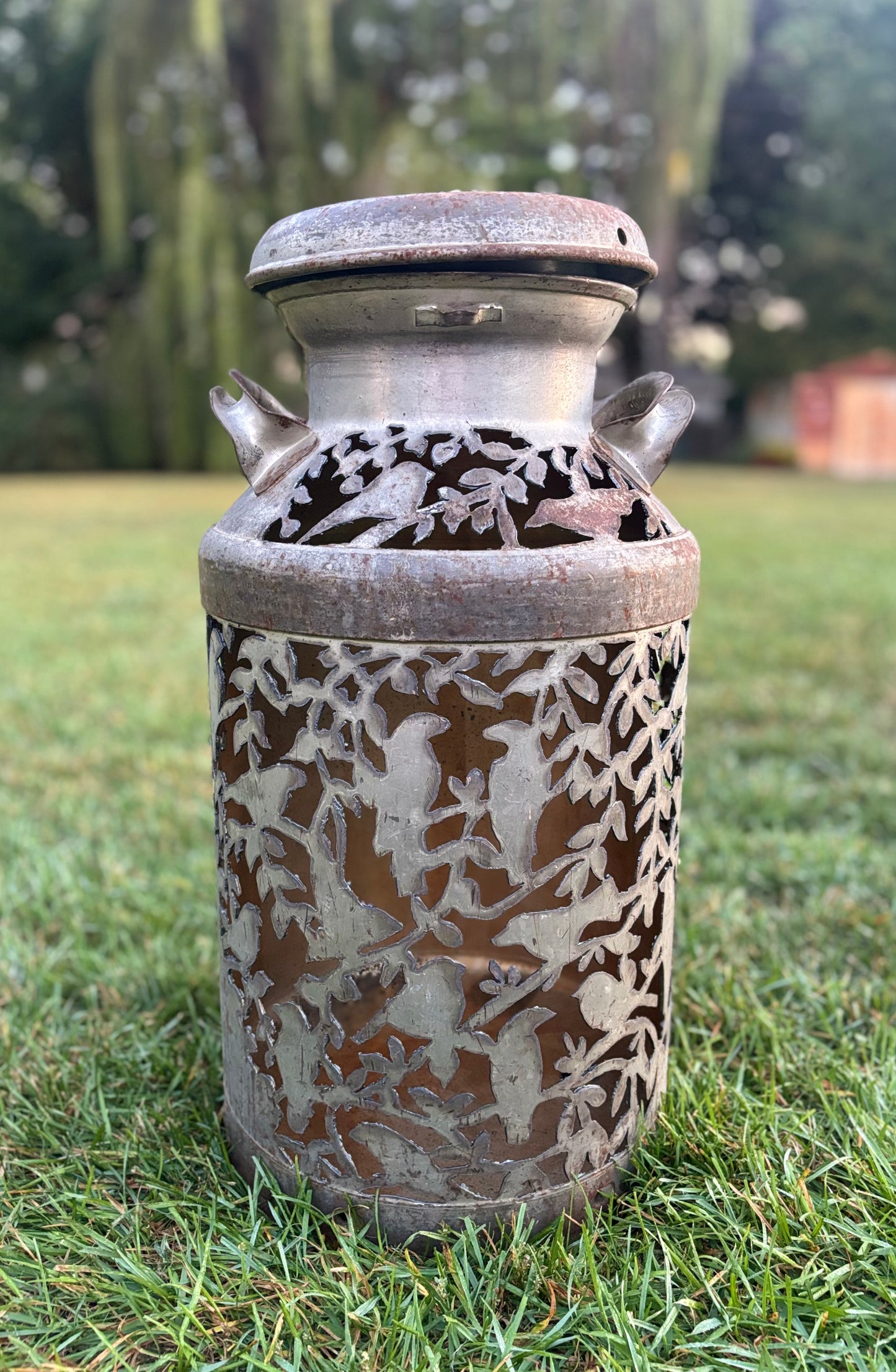 Antique Milk Can  - Bird Design
