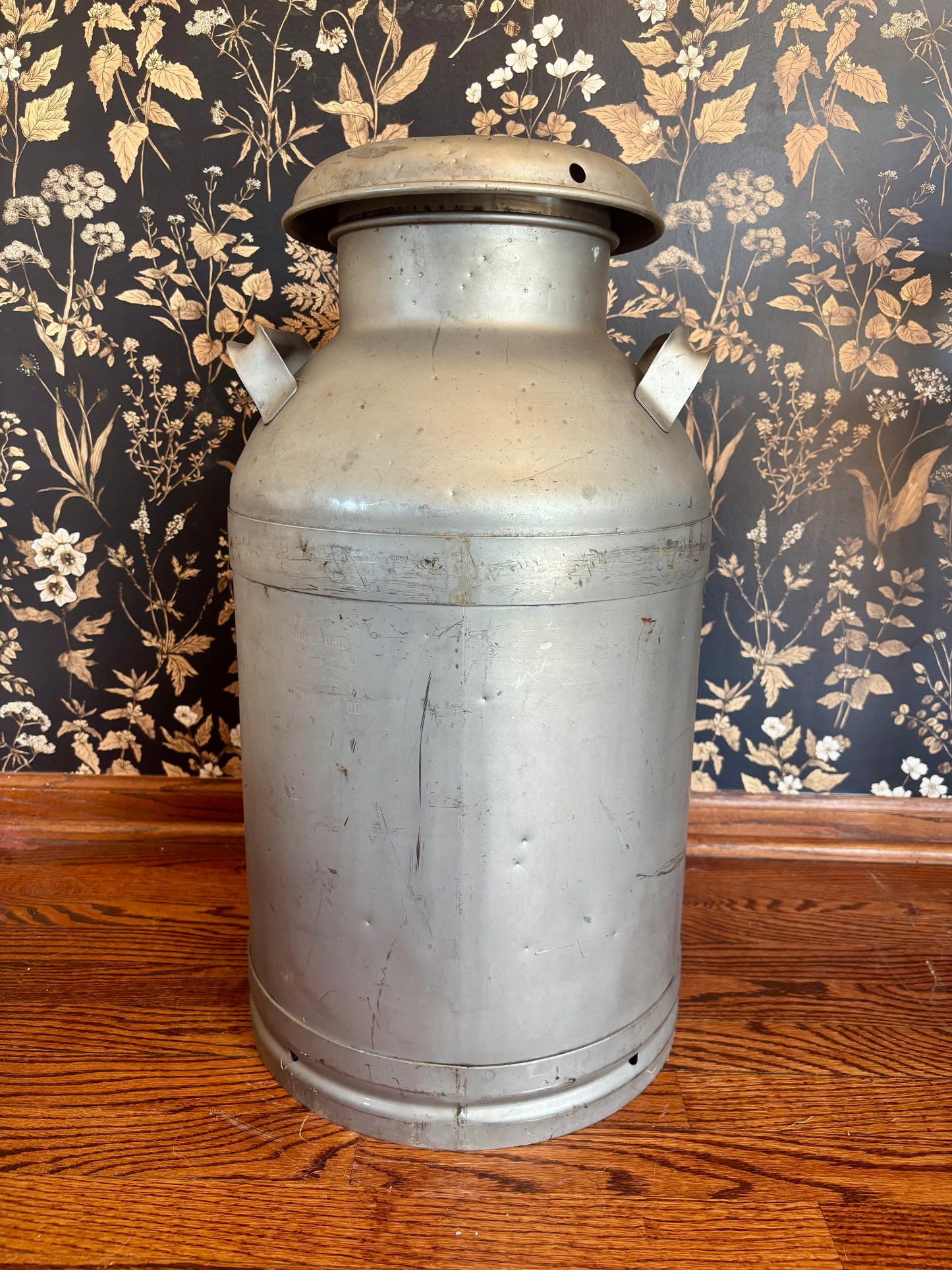 Vintage Milk Can Luminary - Flower, Butterfly and Hummingbird Design