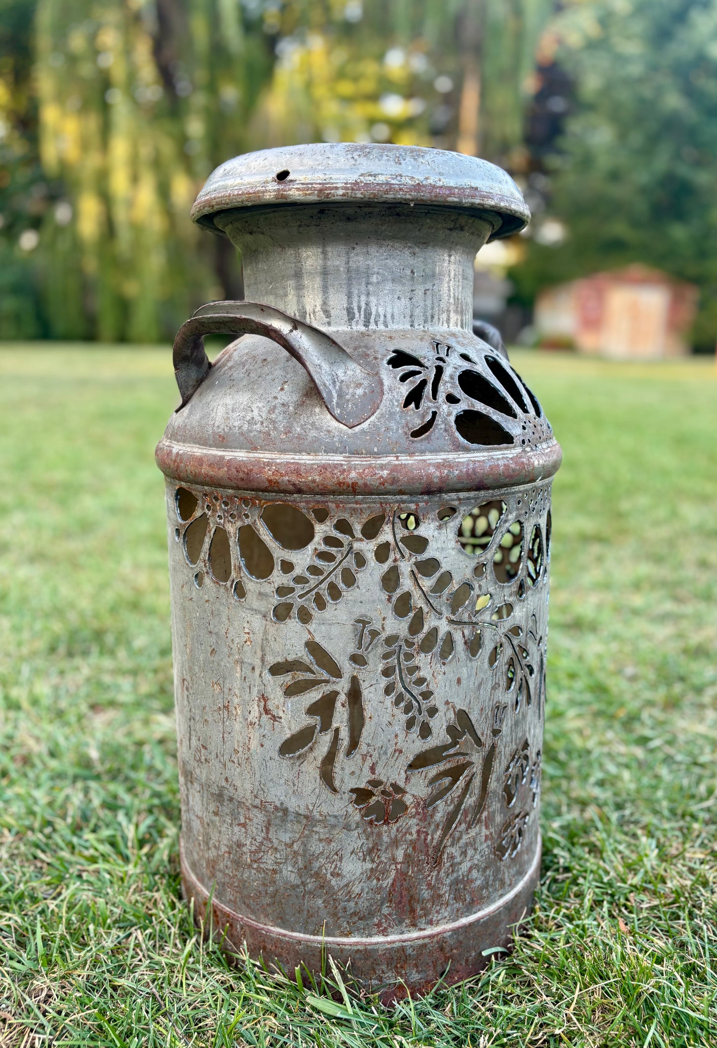 Antique Milk Can - Butterfly Design