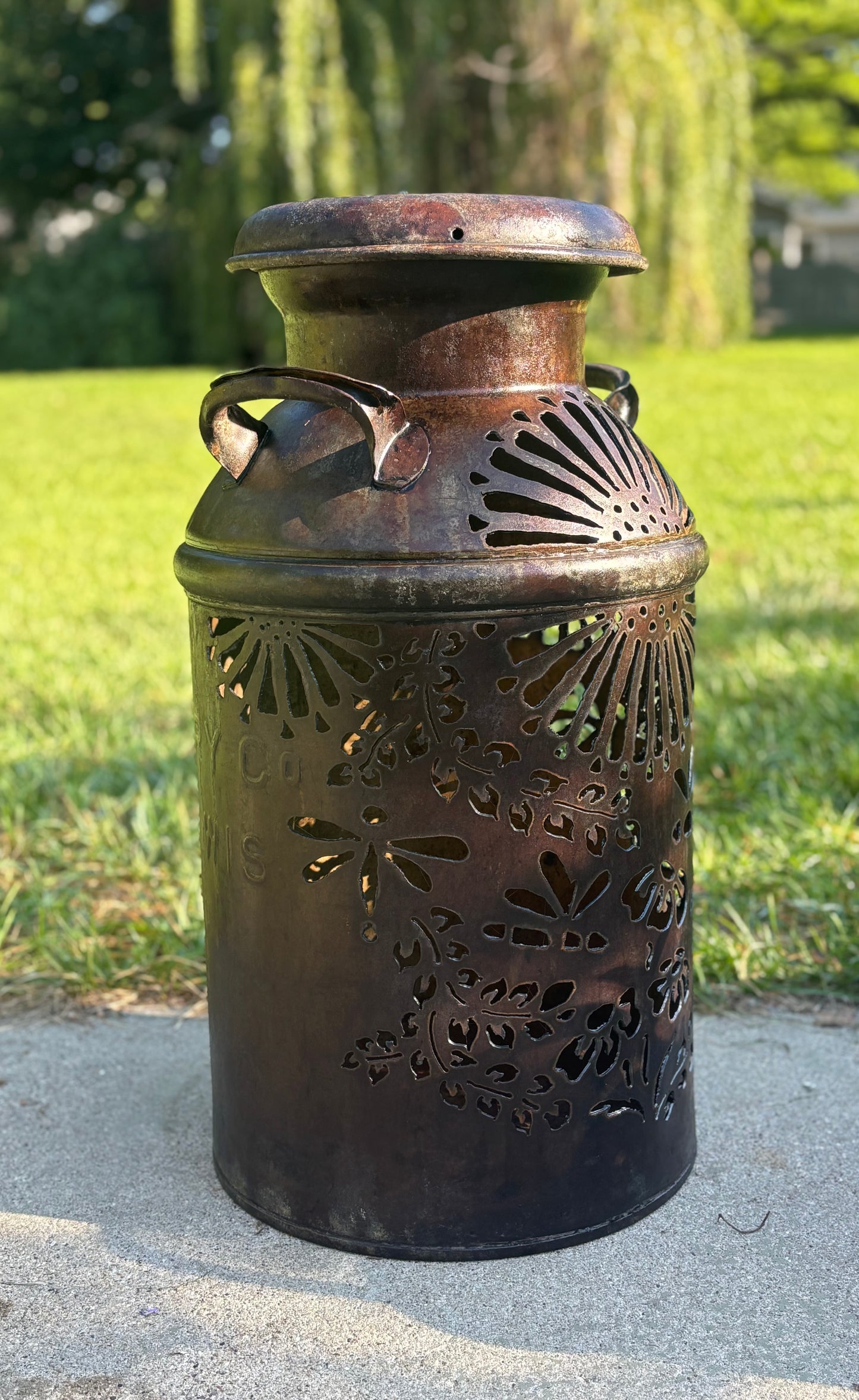 1937 Vintage Milk Can  - Dragonfly  Design