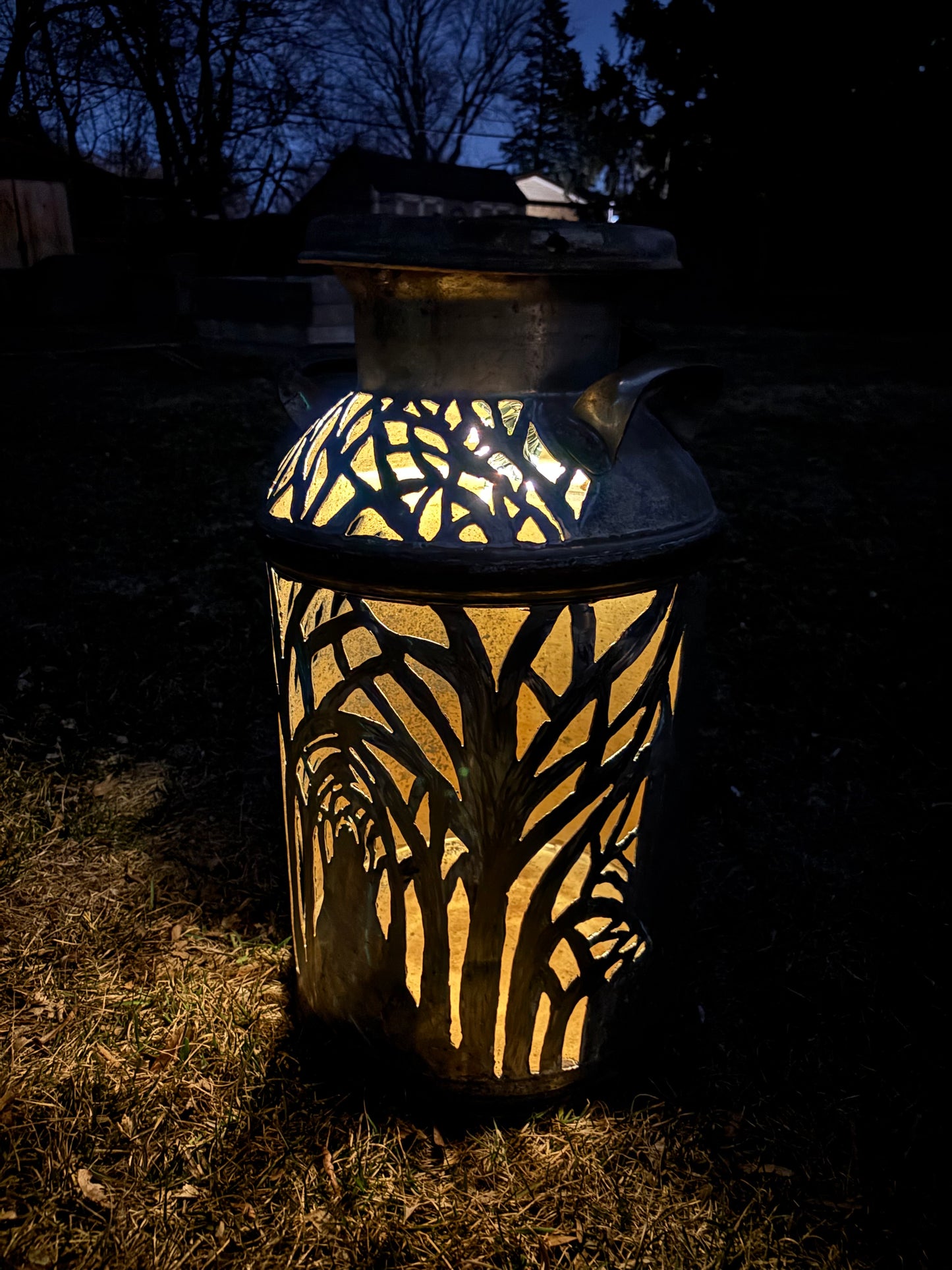 Vintage Milk Can Luminary - Into the Wood Design