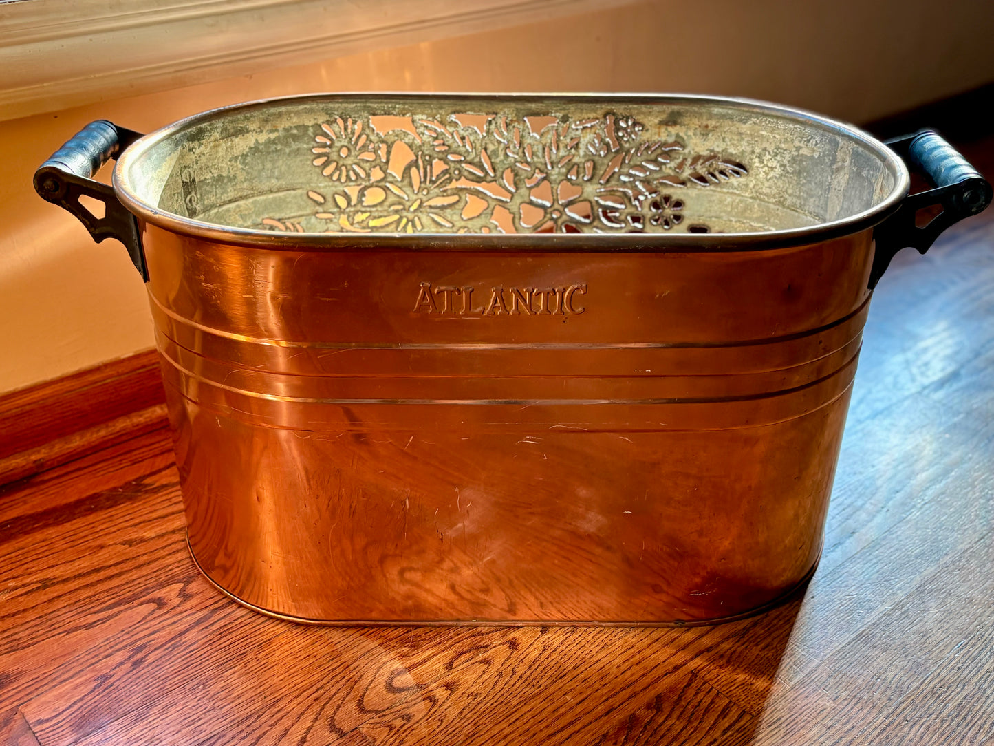 Vintage Copper Boiler - Flowers, Bee, and Butterflies