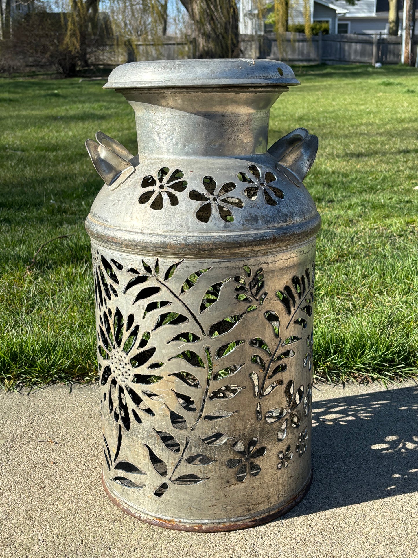Vintage Milk Can Flower Luminary