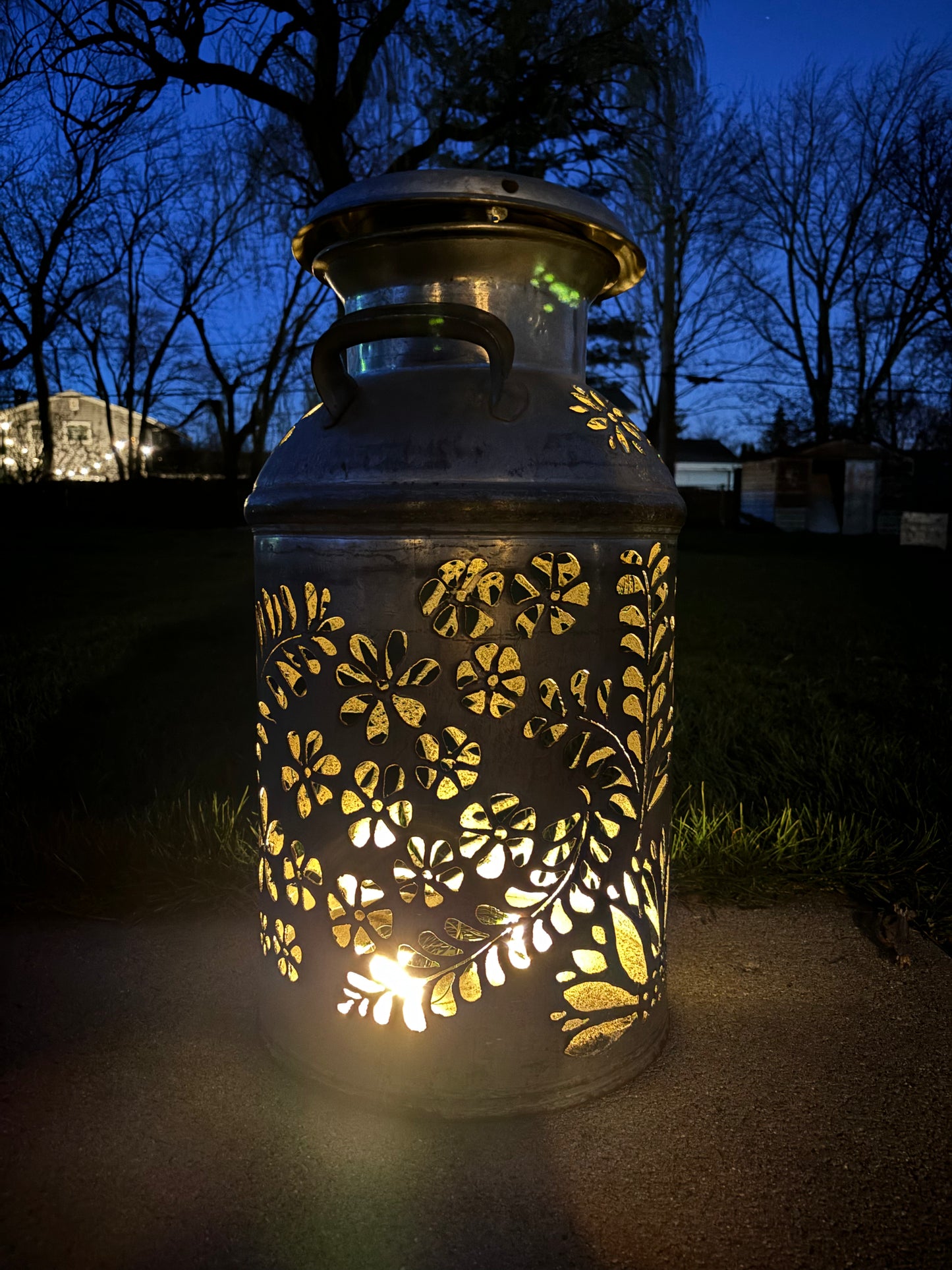 Vintage Milk Can Flower Luminary