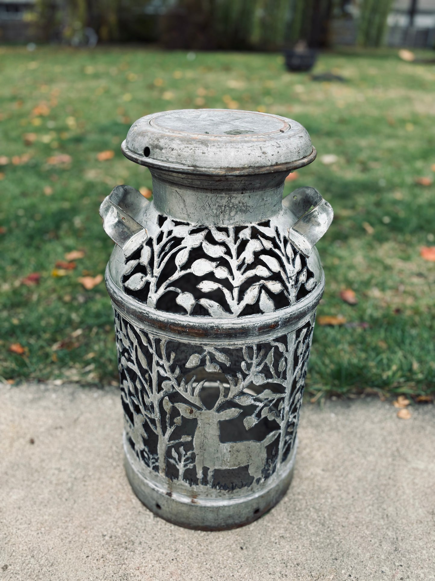 Antique Milk Can - Deer in the Forest