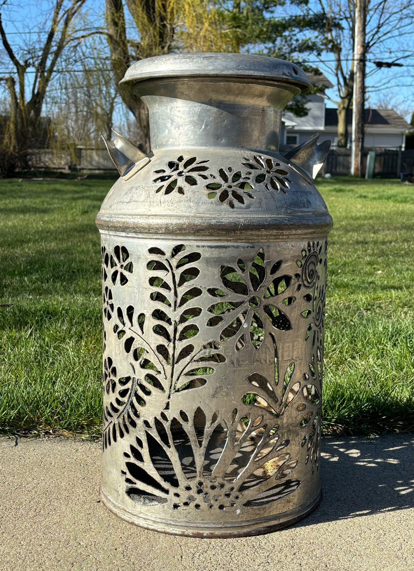 Vintage Milk Can Flower Luminary