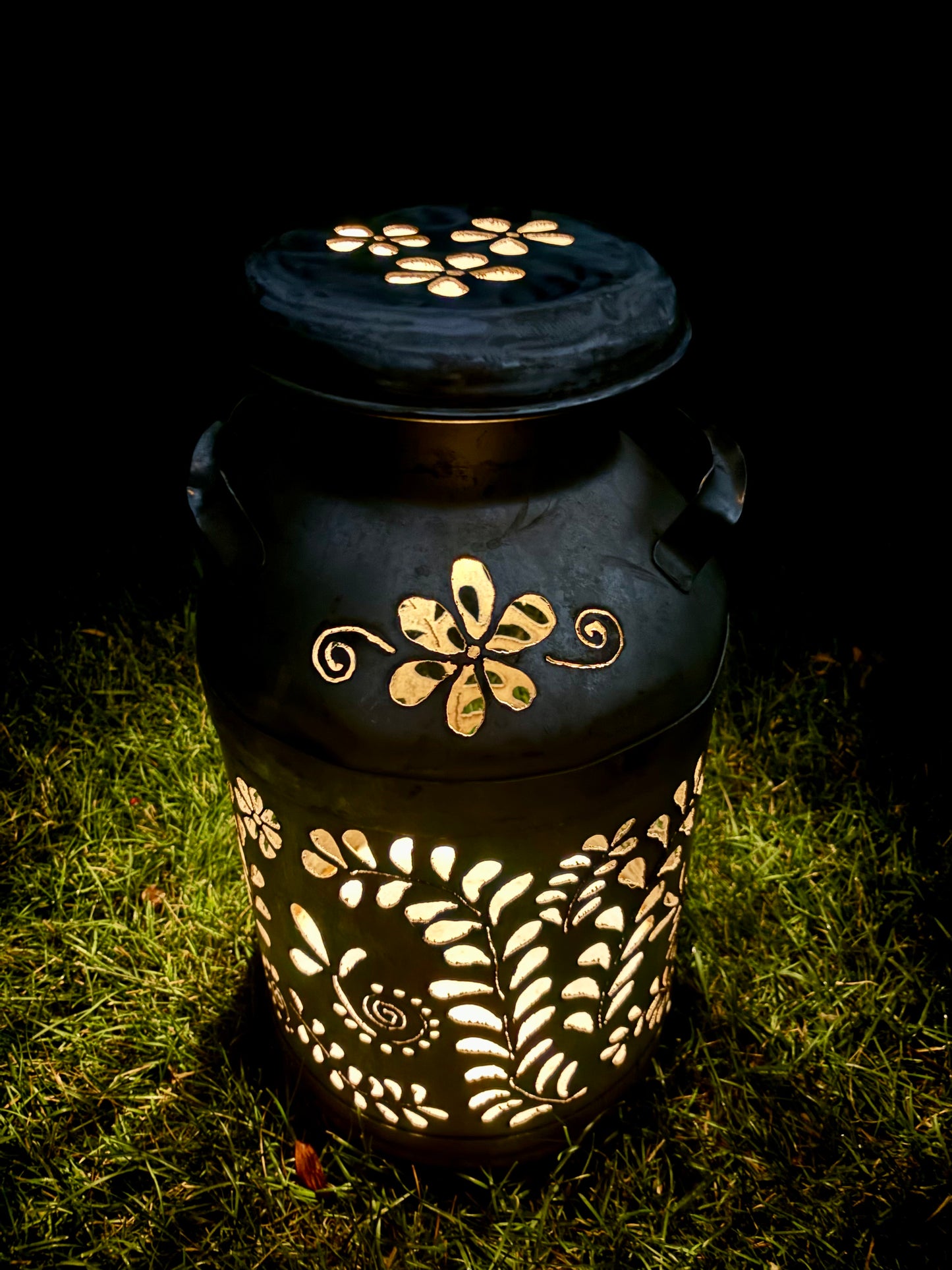 Vintage Milk Can Flower Luminary