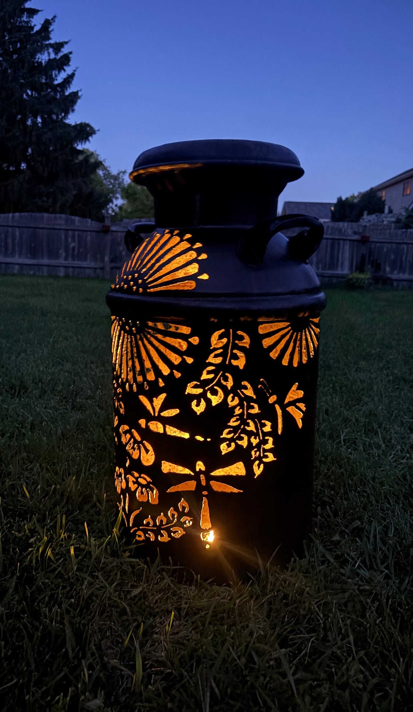 1937 Vintage Milk Can  - Dragonfly  Design