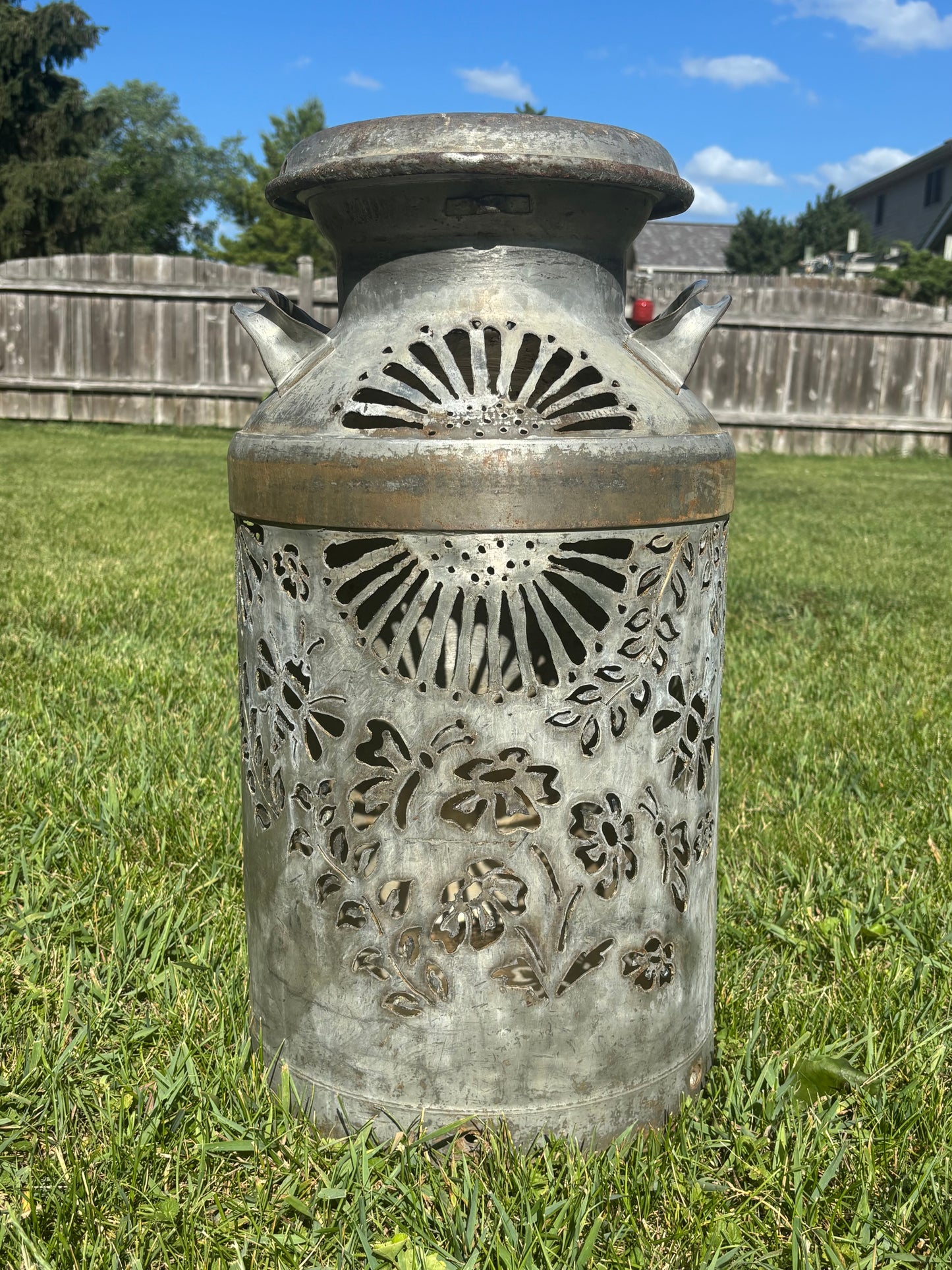 Vintage Milk Can - Flower, Butterfly and Bee Design