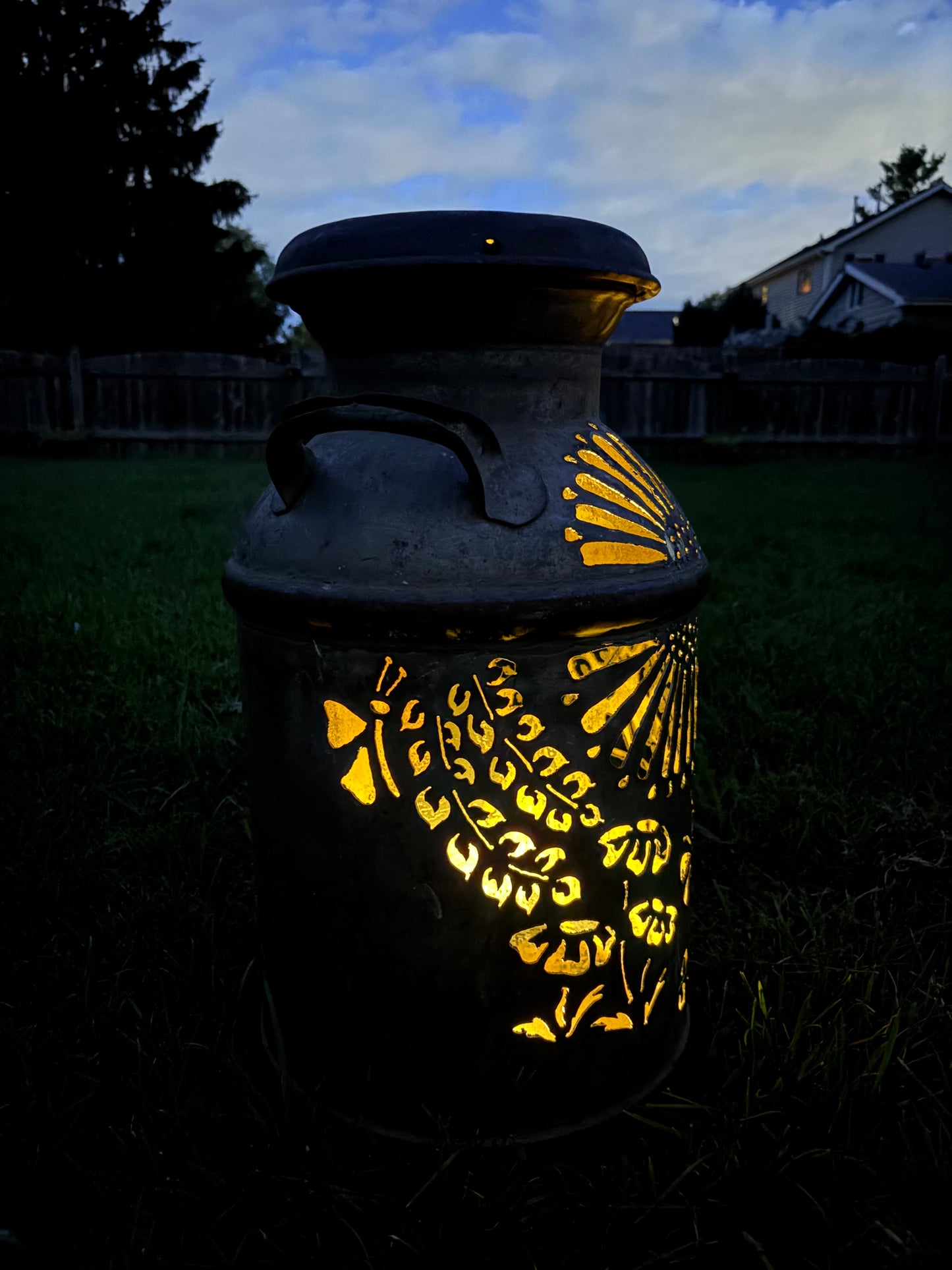 Vintage Milk Can - Bee and Flower Design