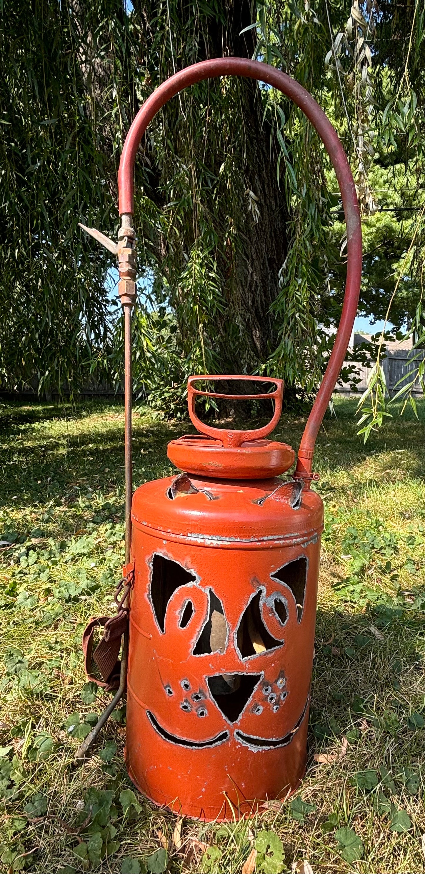 Kitty Cat Antique Bug Sprayer Jack-o-Lantern