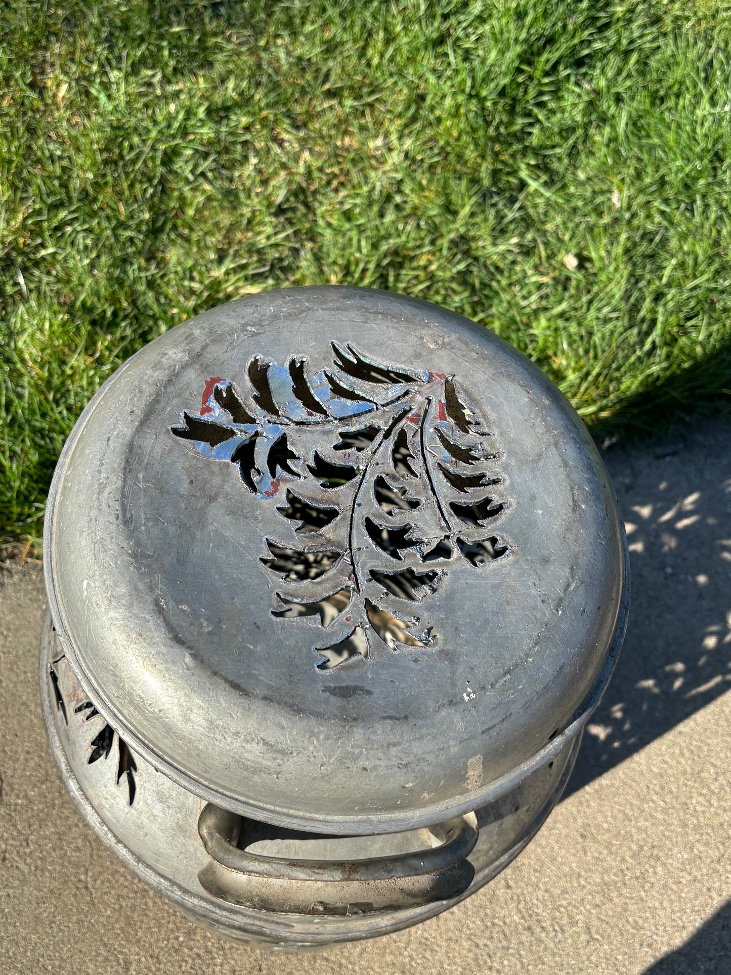 Vintage Milk Can Flower and Leaf Luminary