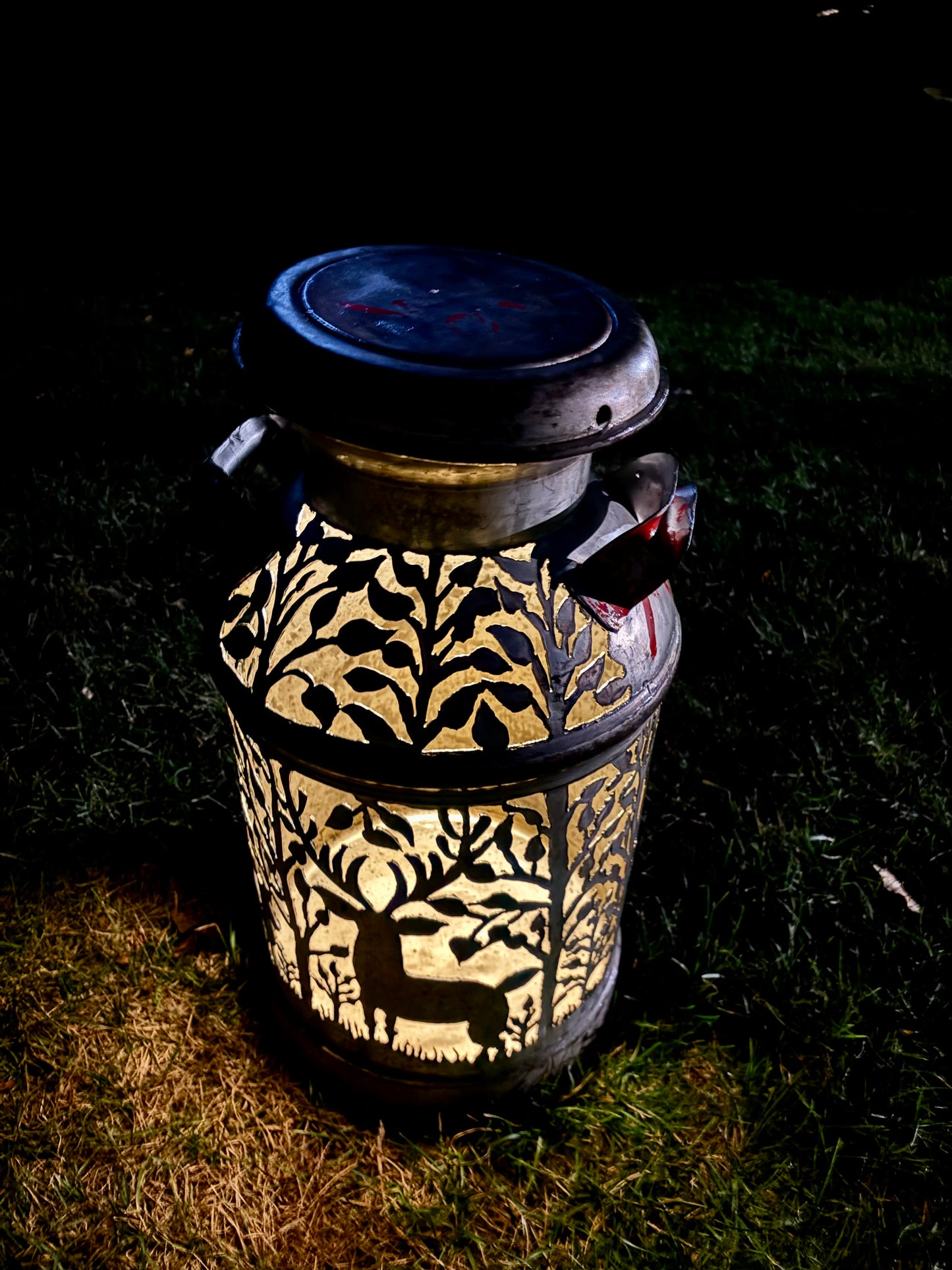 Antique Milk Can - Deer in the Forest