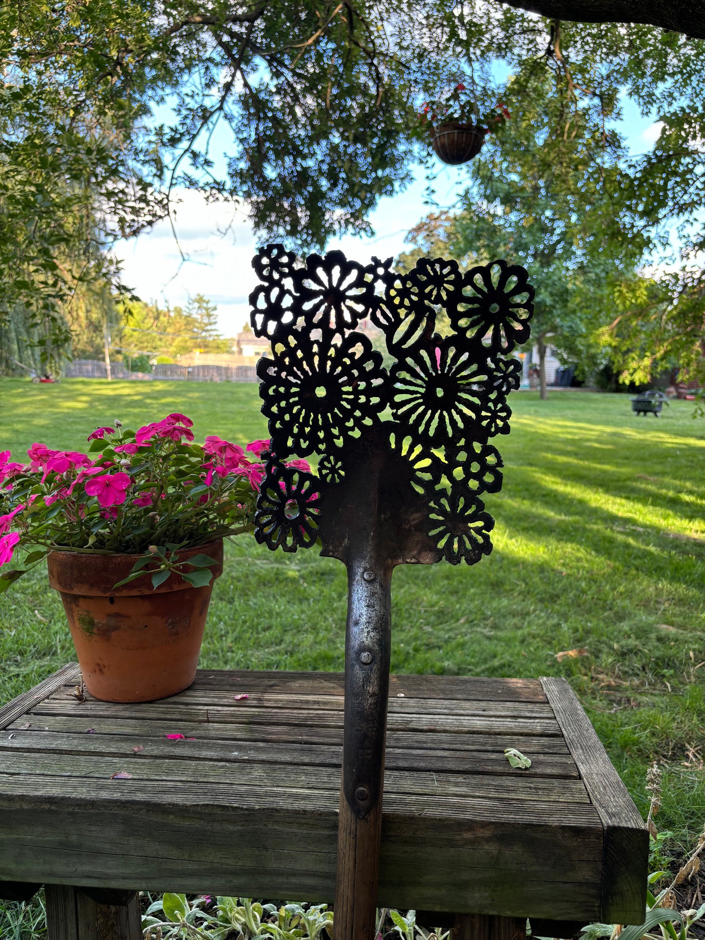 Antique Handcrafted Shovel - "Floral Excavation"