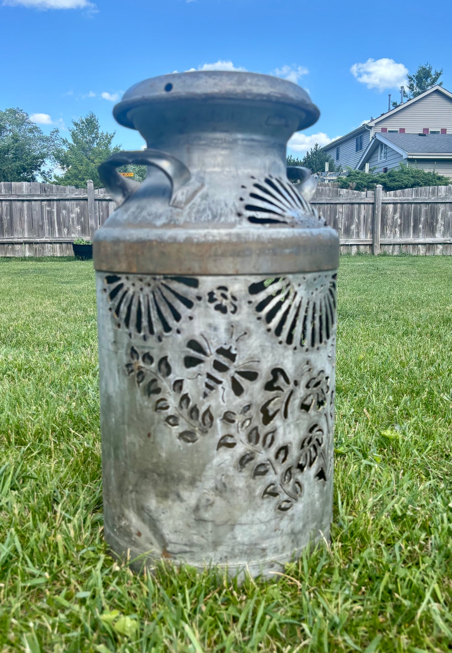 Vintage Milk Can - Flower, Butterfly and Bee Design