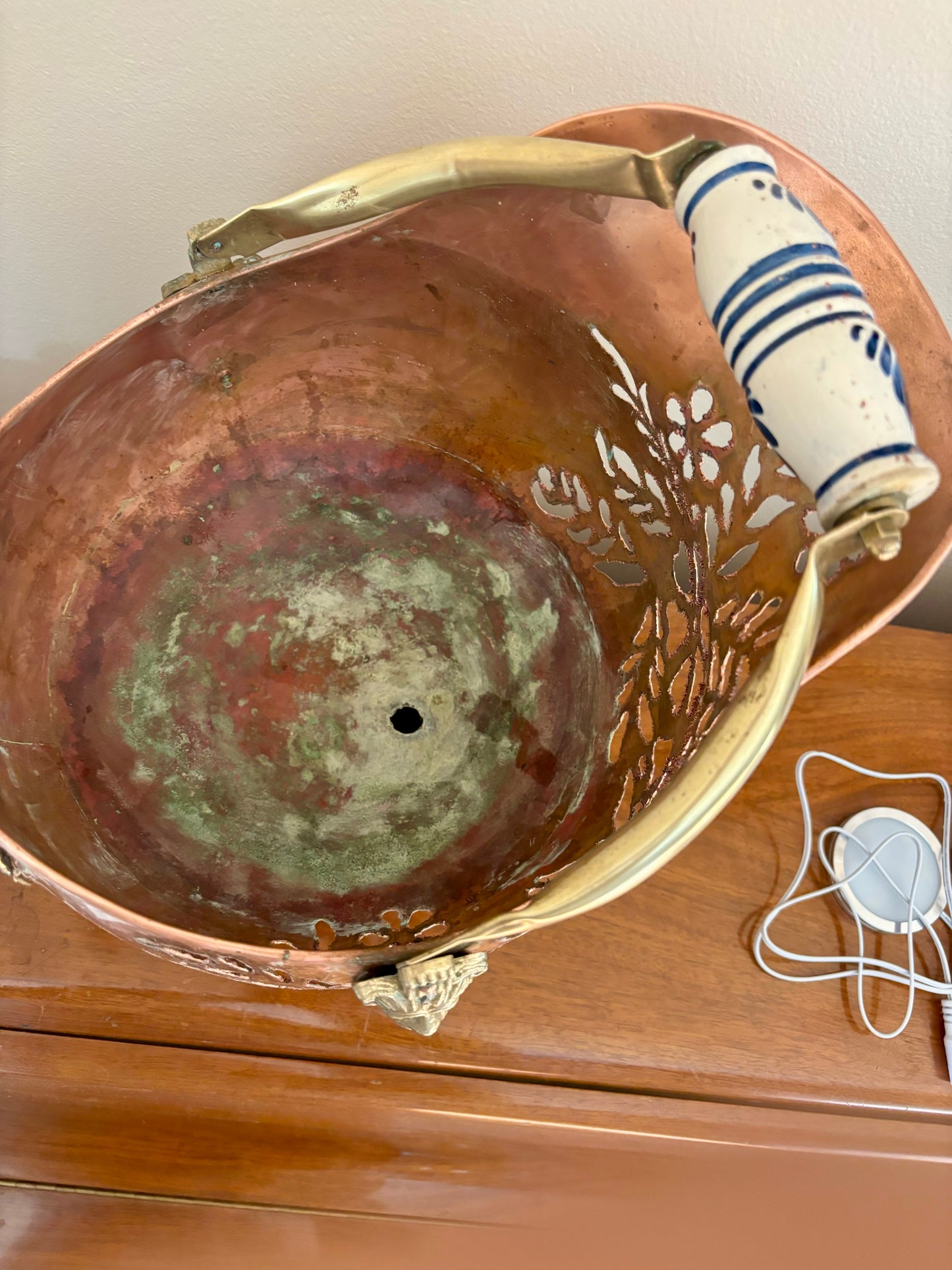 Handcrafted Copper and Brass Scuttle Luminary