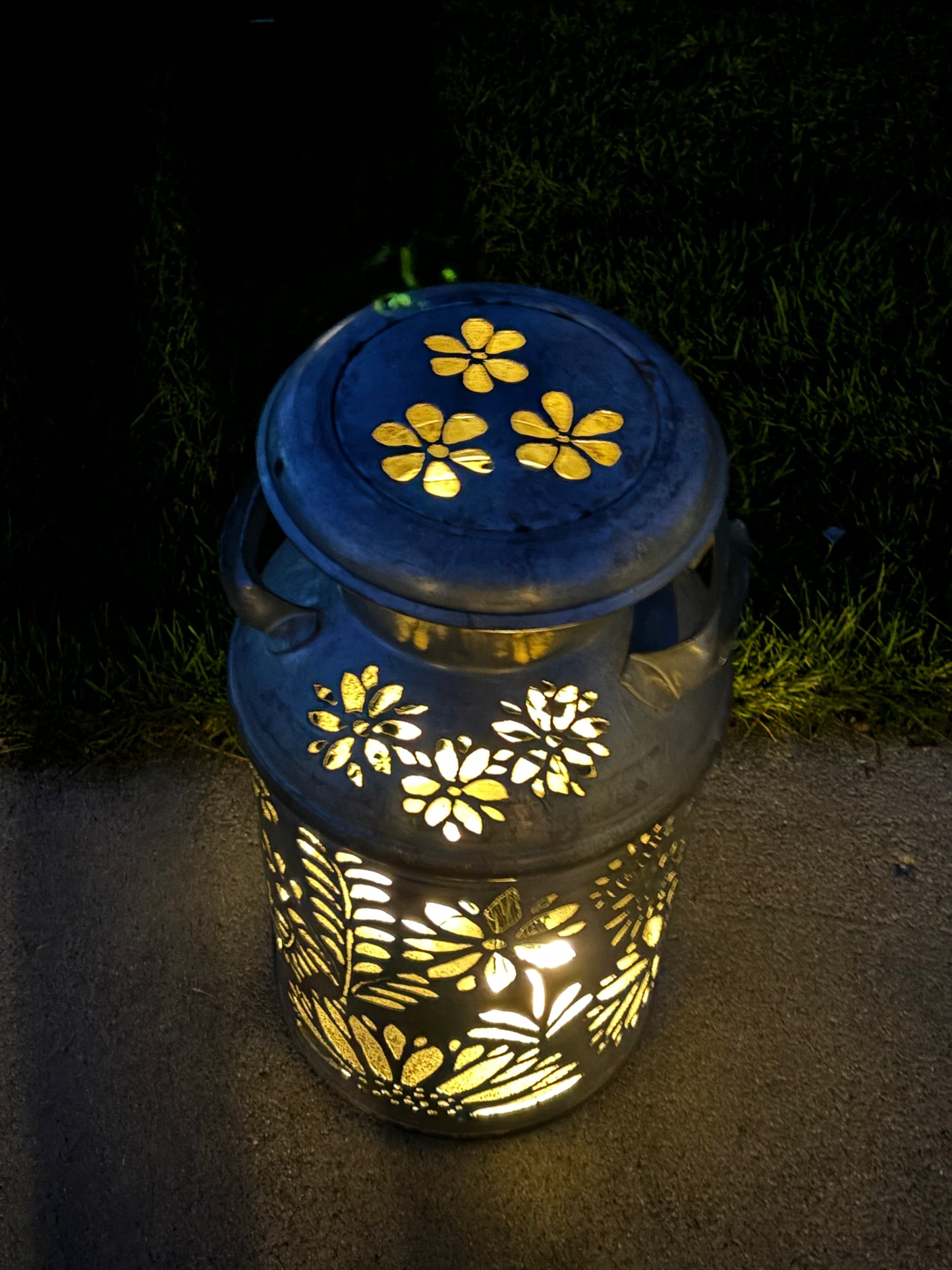 Vintage Milk Can Flower Luminary