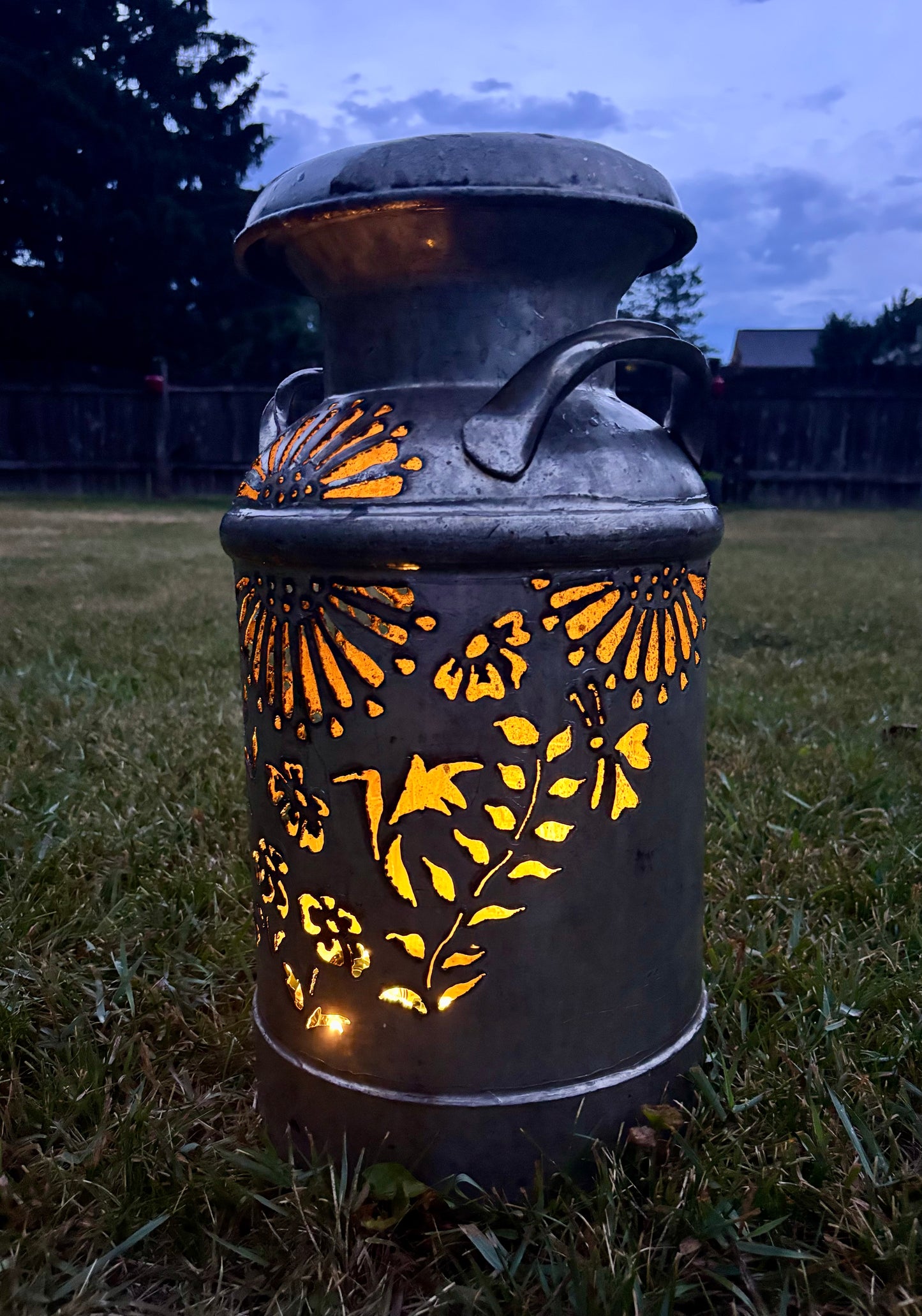 Vintage Milk Can - Hummingbird and Flower Design