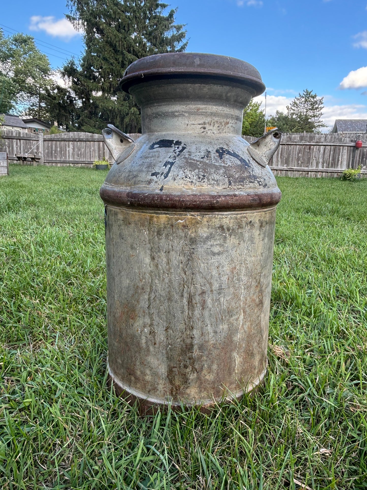 Vintage Milk Can - Bee and Flower Design