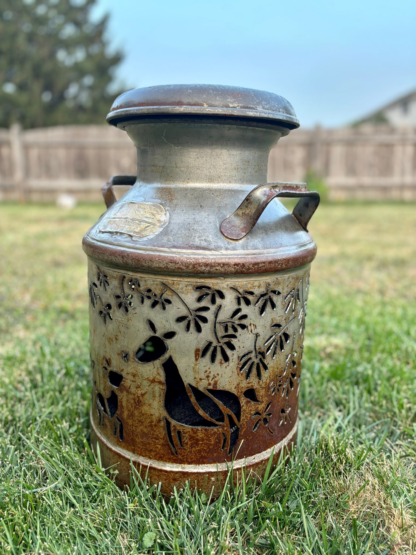 Deer Family Milk Can
