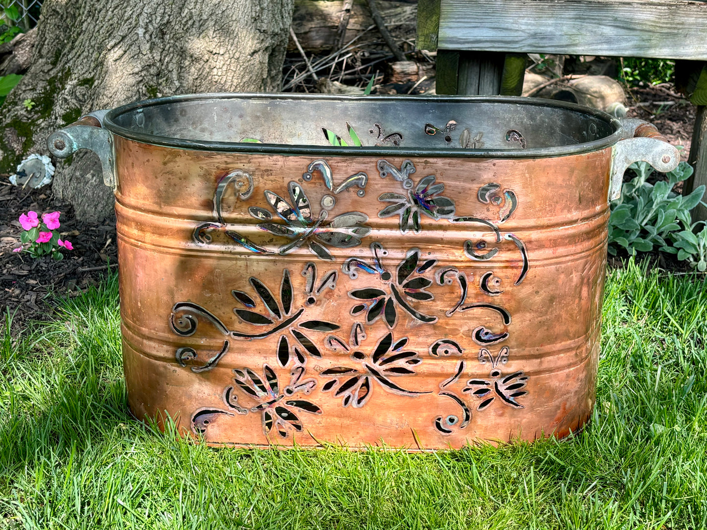 Vintage Dragonfly Copper Boiler Luminary