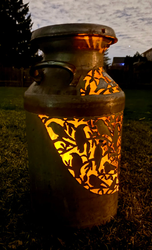 Antique Milk Can - Bird Design