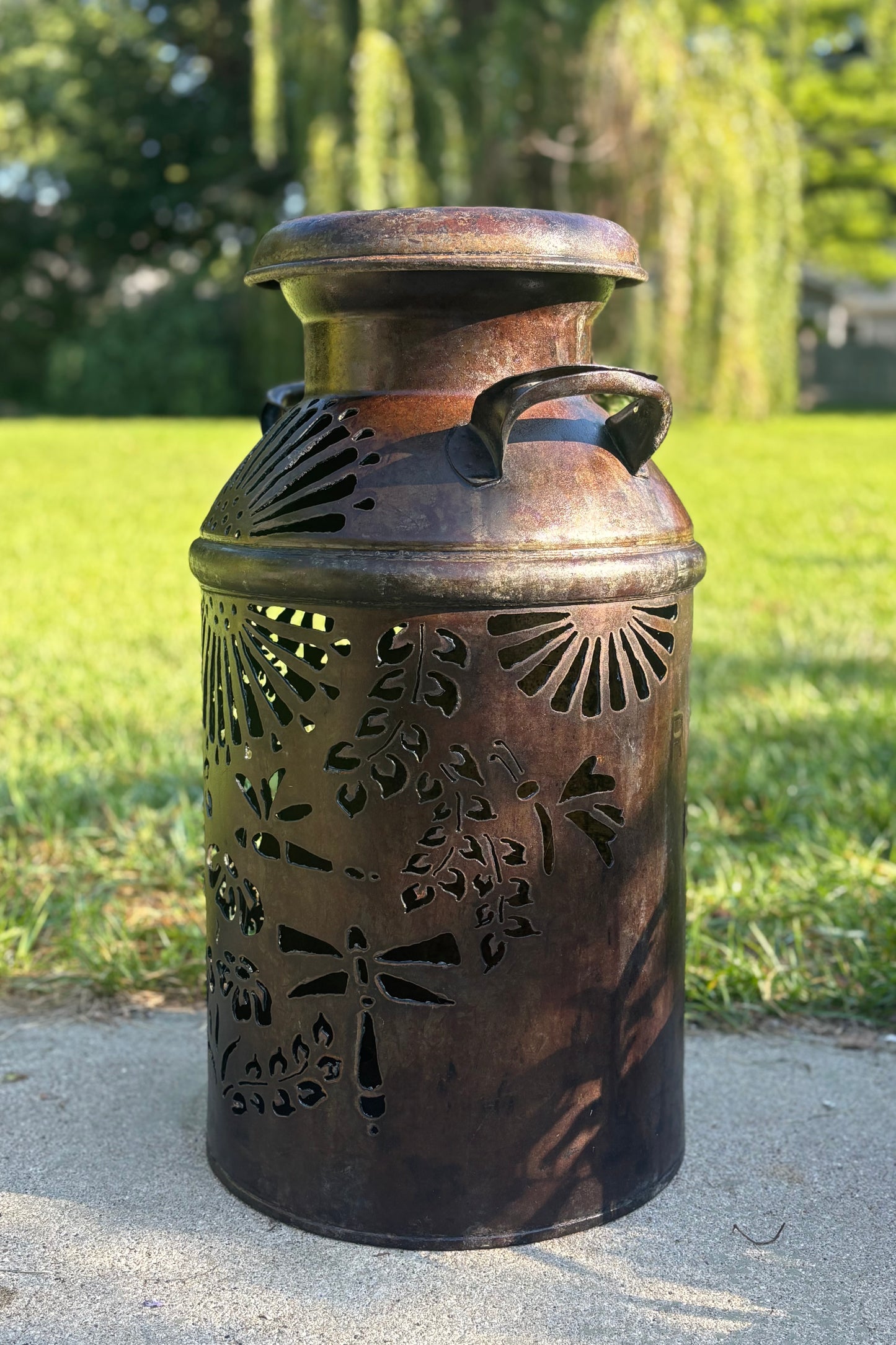 1937 Vintage Milk Can  - Dragonfly  Design