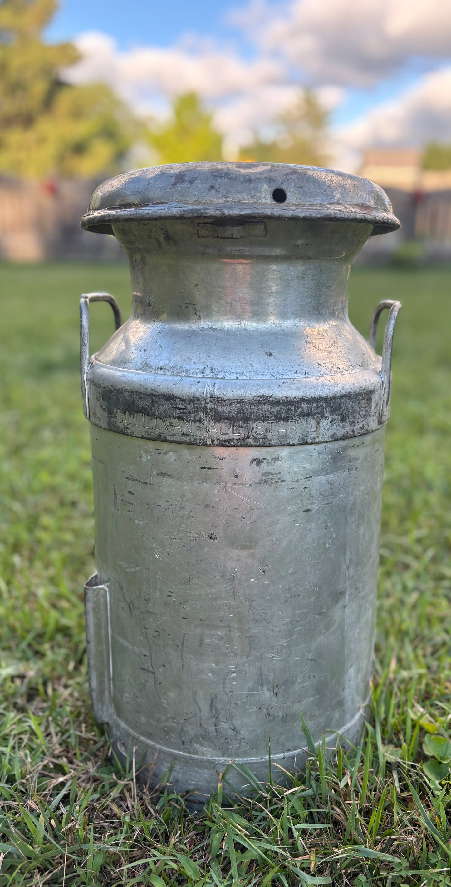 Vintage Milk Can - Flower and Butterfly Design