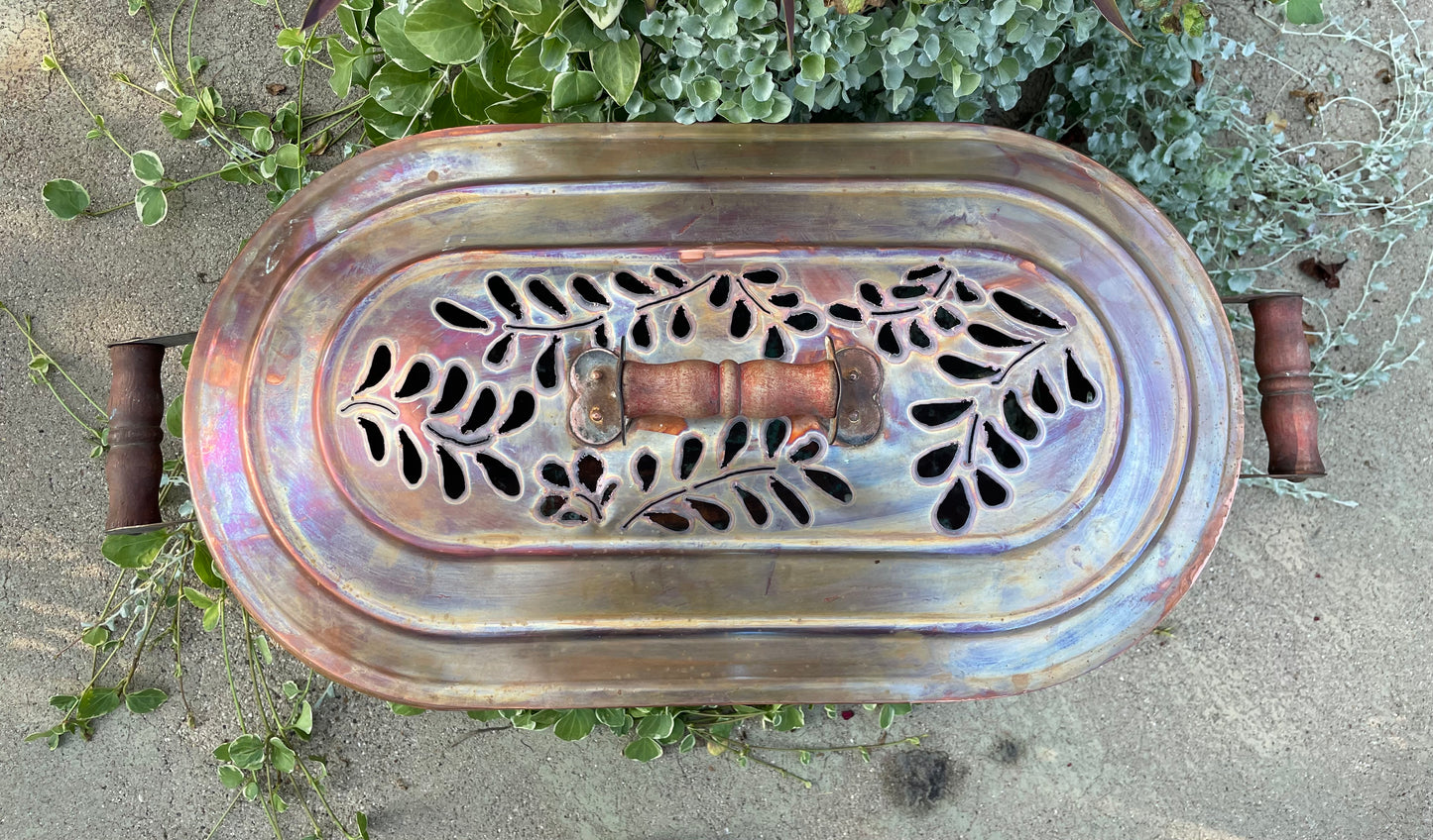 Antique Copper Boiler Luminary with Lid
