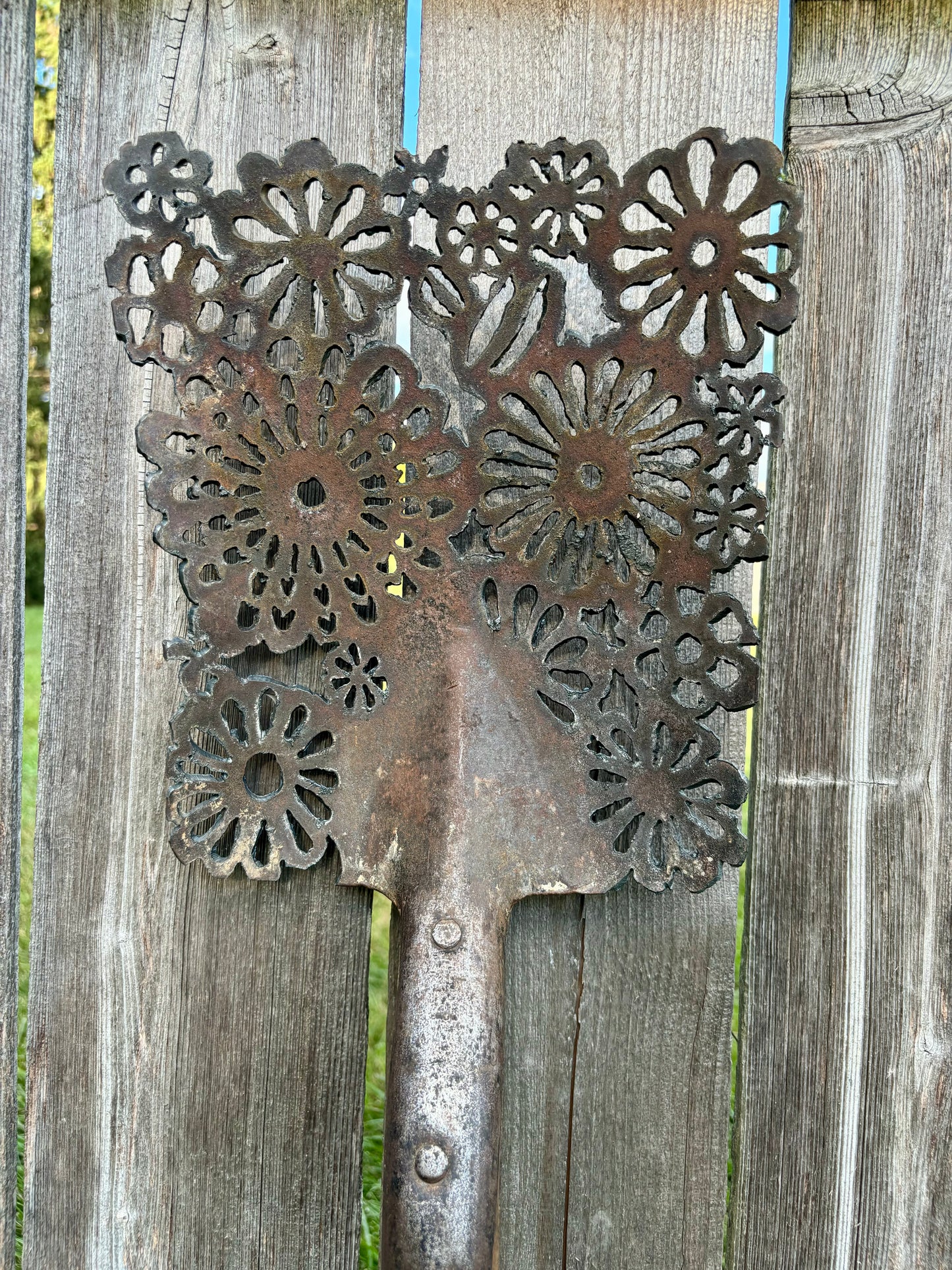 Antique Handcrafted Shovel - "Floral Excavation"