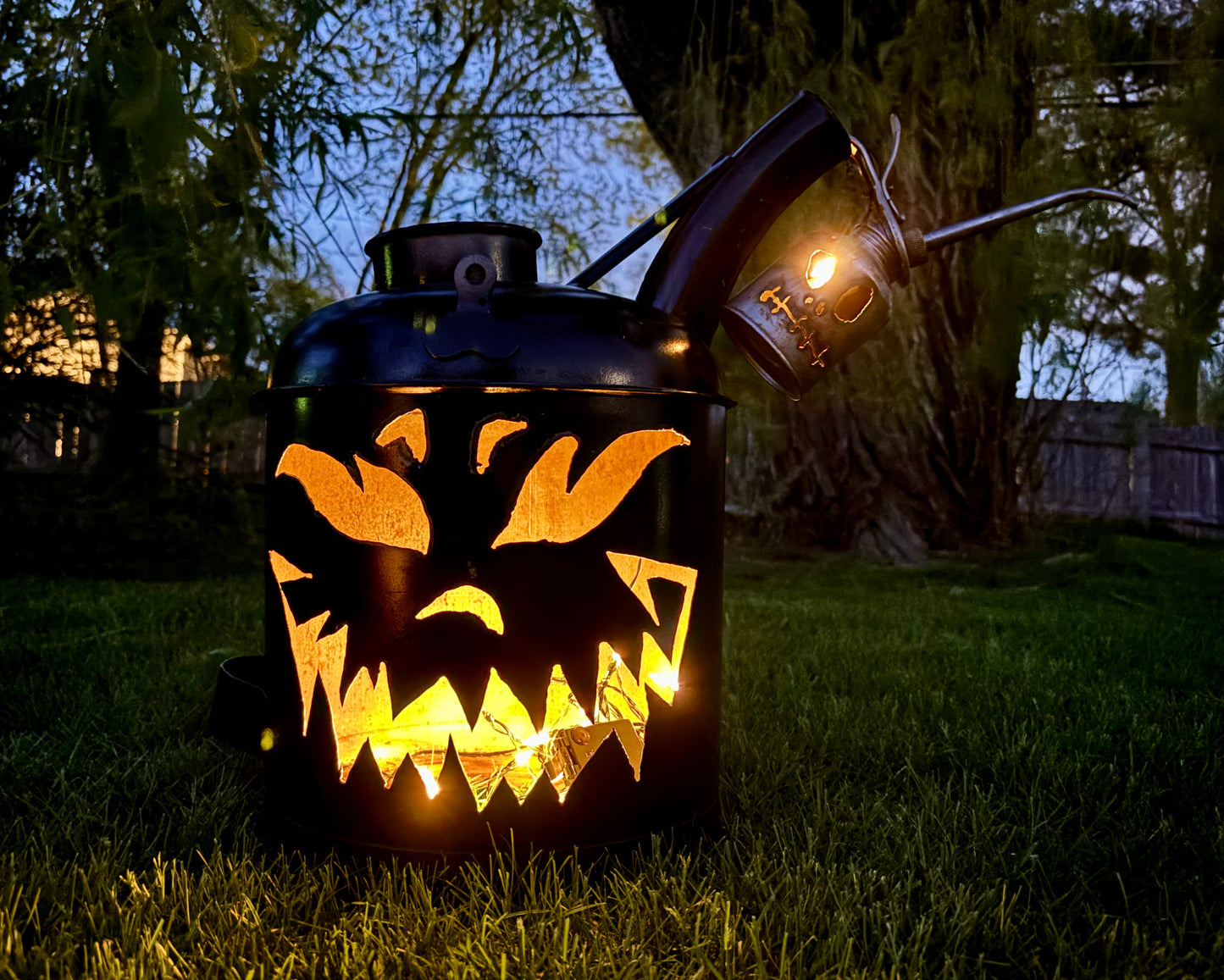 Double the Fun Gas Can Jack-o-Lantern