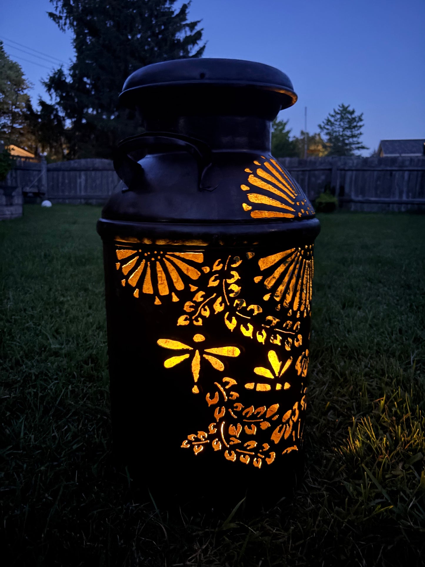1937 Vintage Milk Can  - Dragonfly  Design